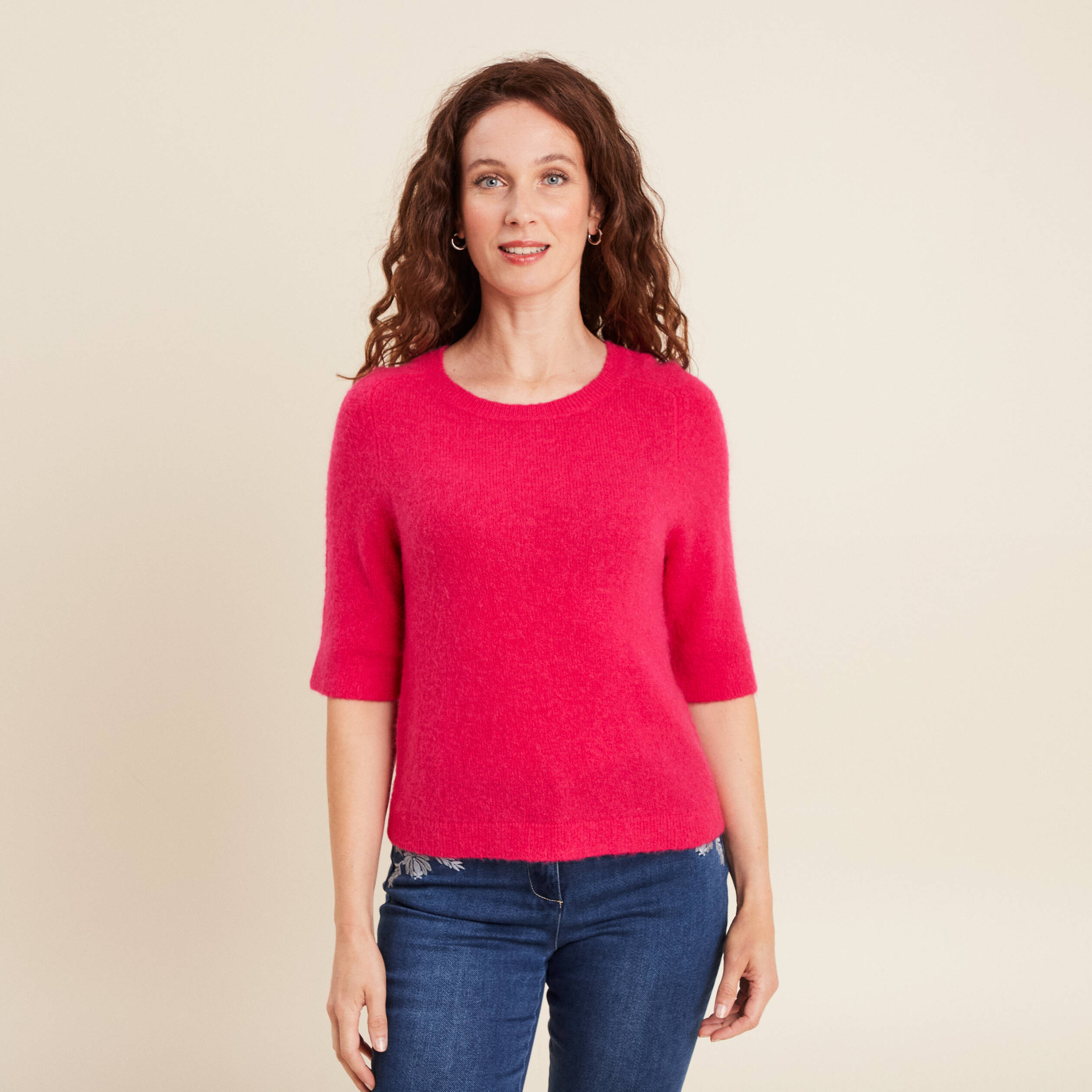 Pull col bateau rose femme