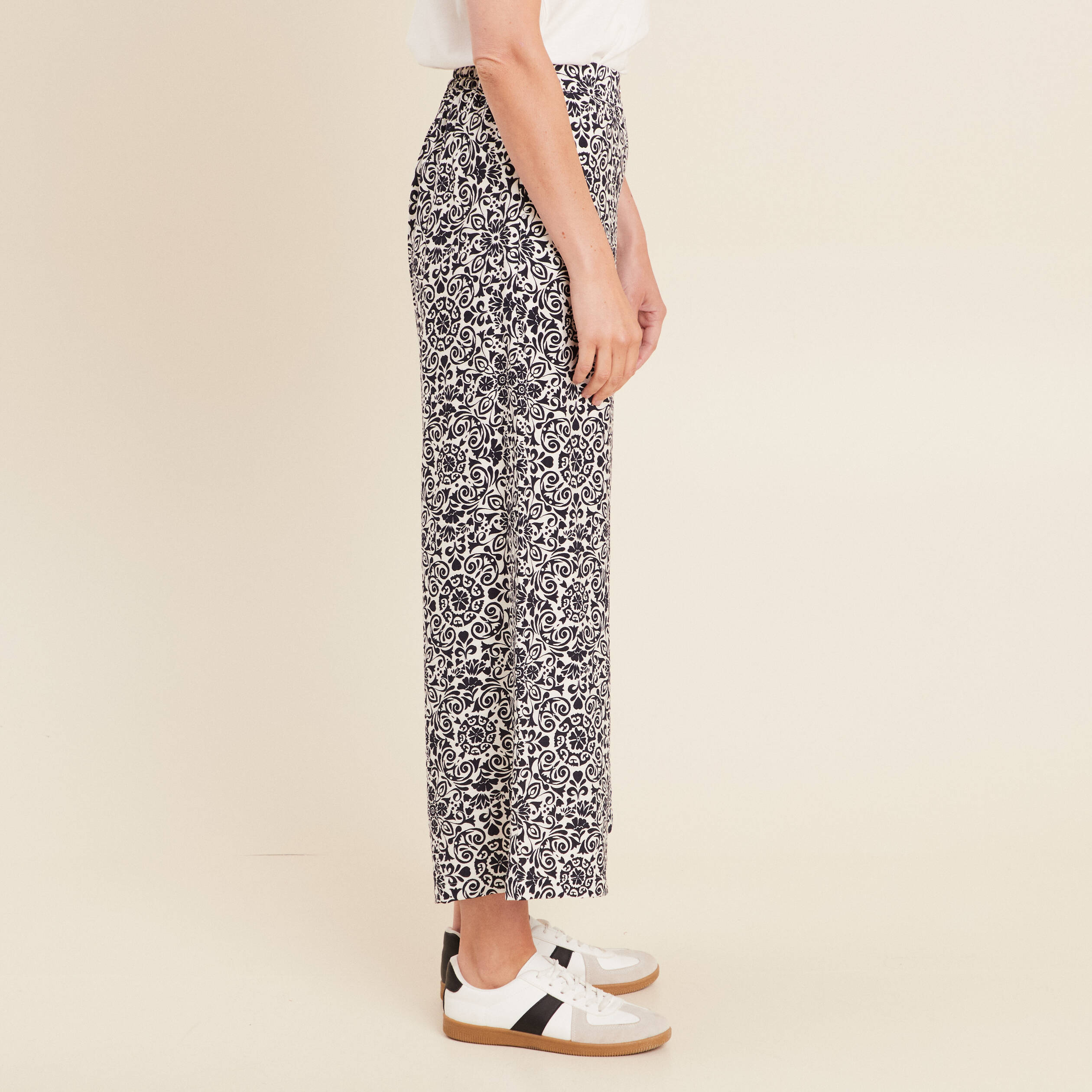 pantalon 78eme taille haute bleu marine femme Pantalon 7/8ème taille haute bleu marine femme