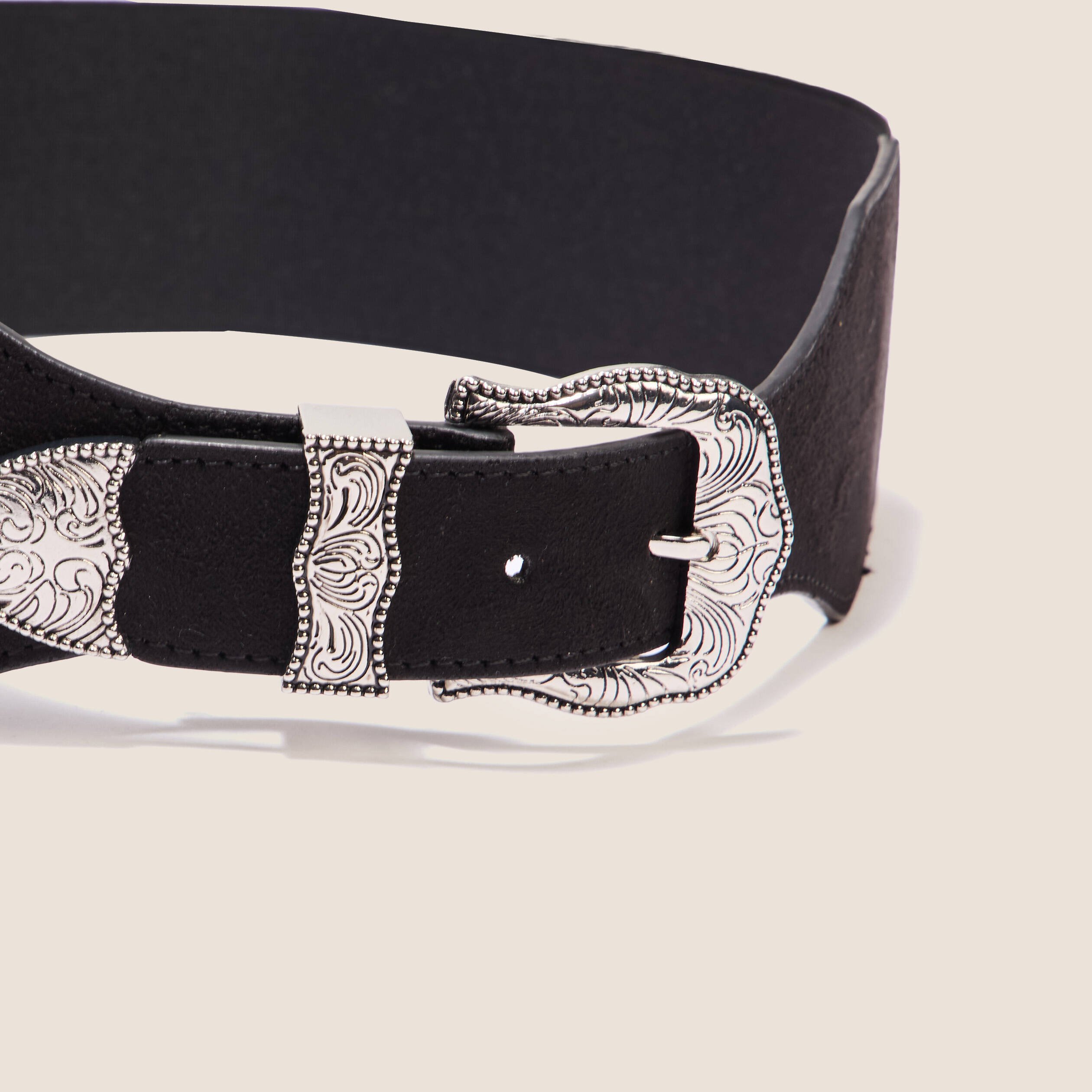 Ceinture large élastiquée noir femme