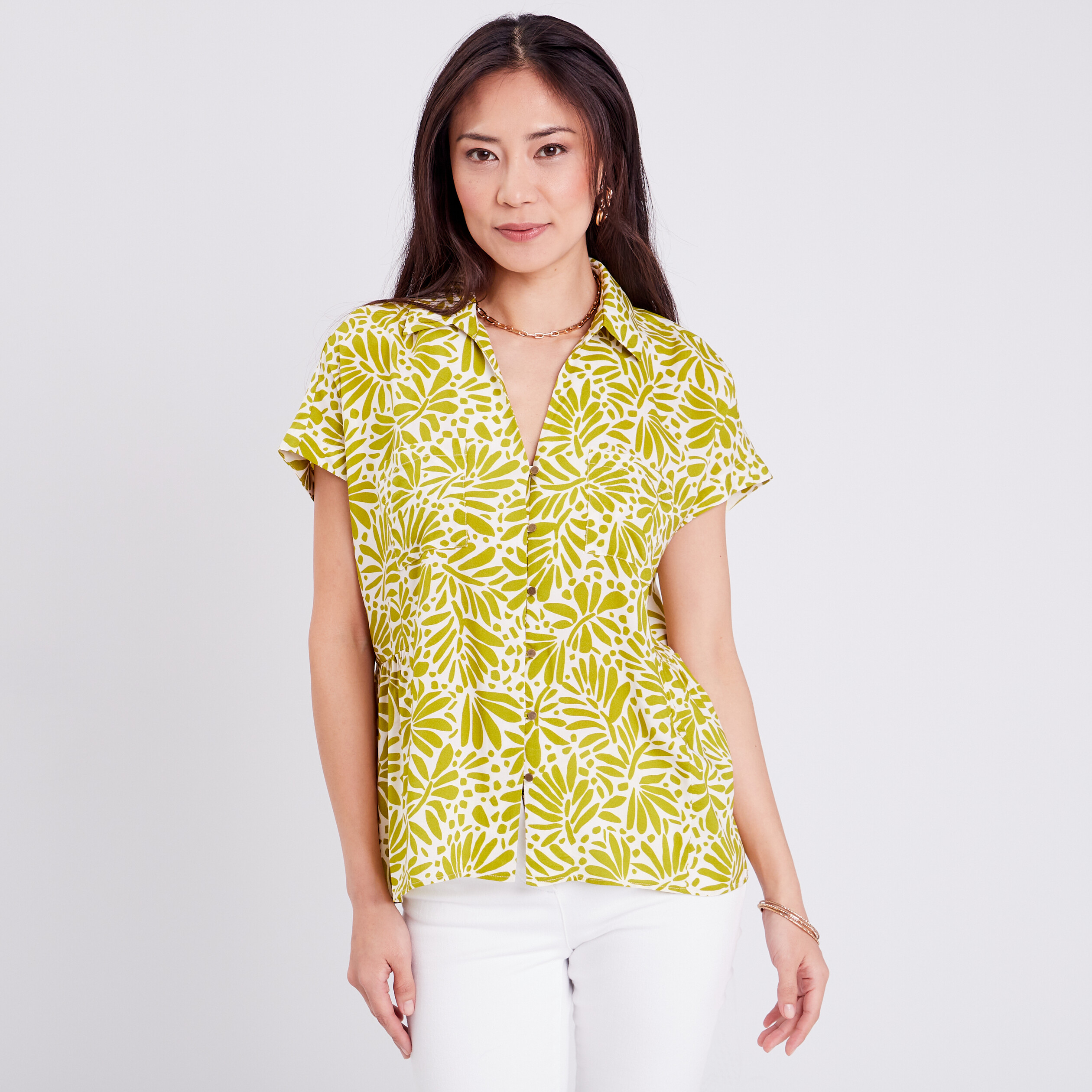 Blouse manches courtes vert femme