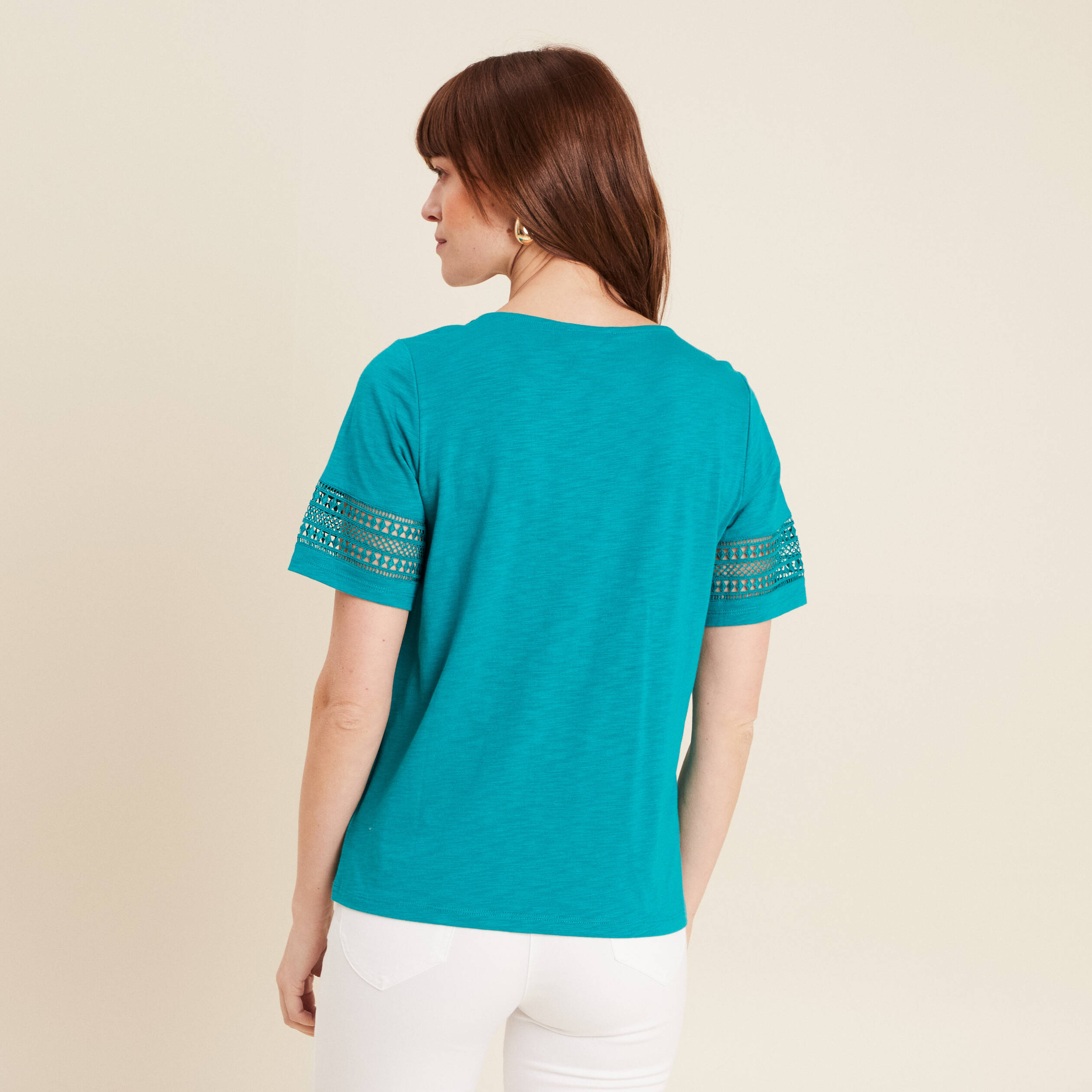 T-shirt manches courtes vert émeraude femme