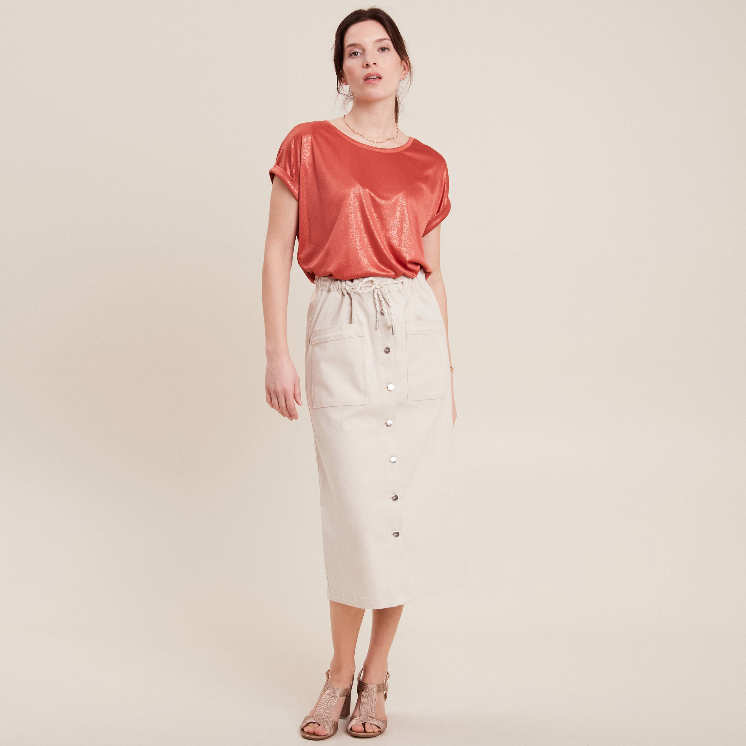T-shirt manches courtes vieux rose femme