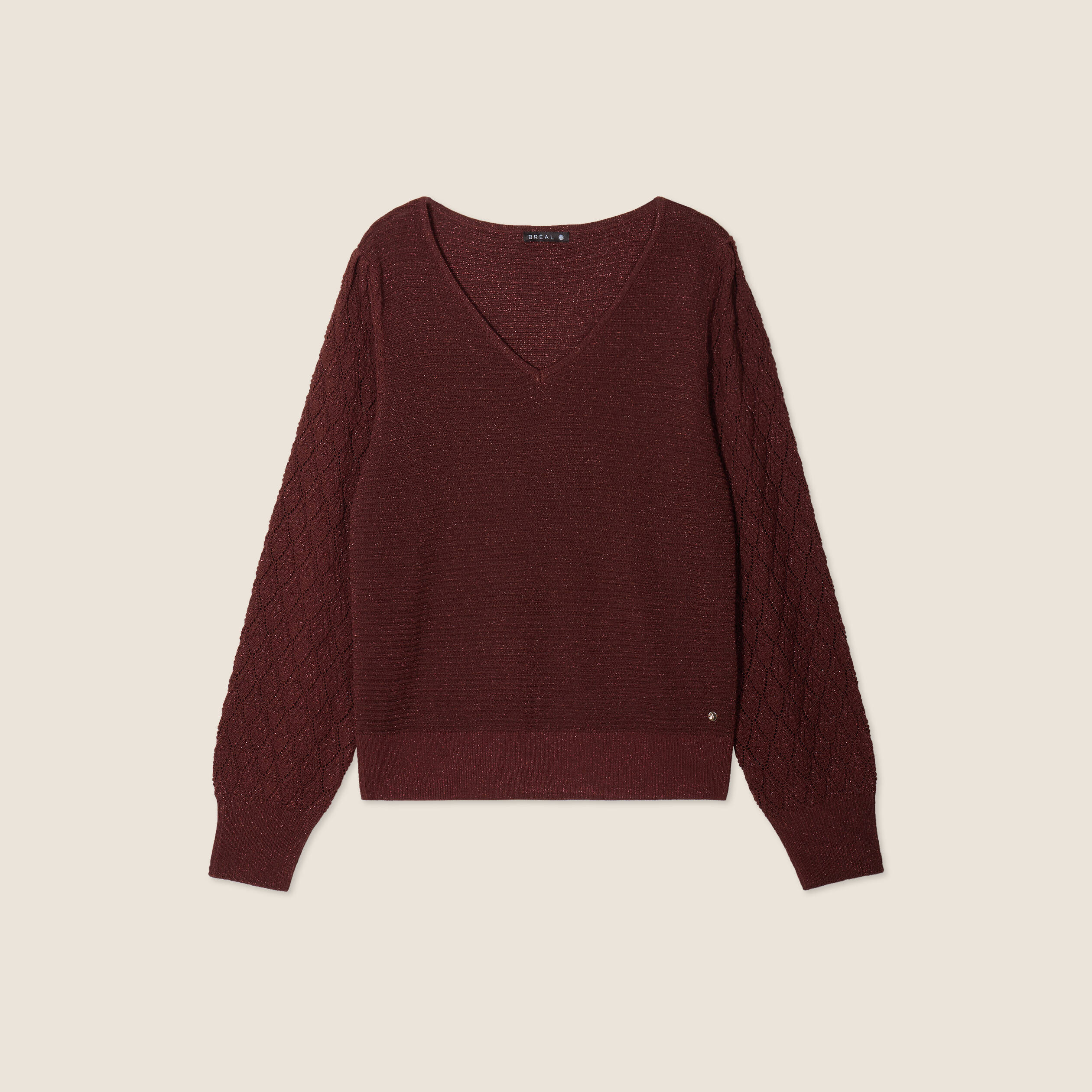 Pull manches longues bordeaux femme