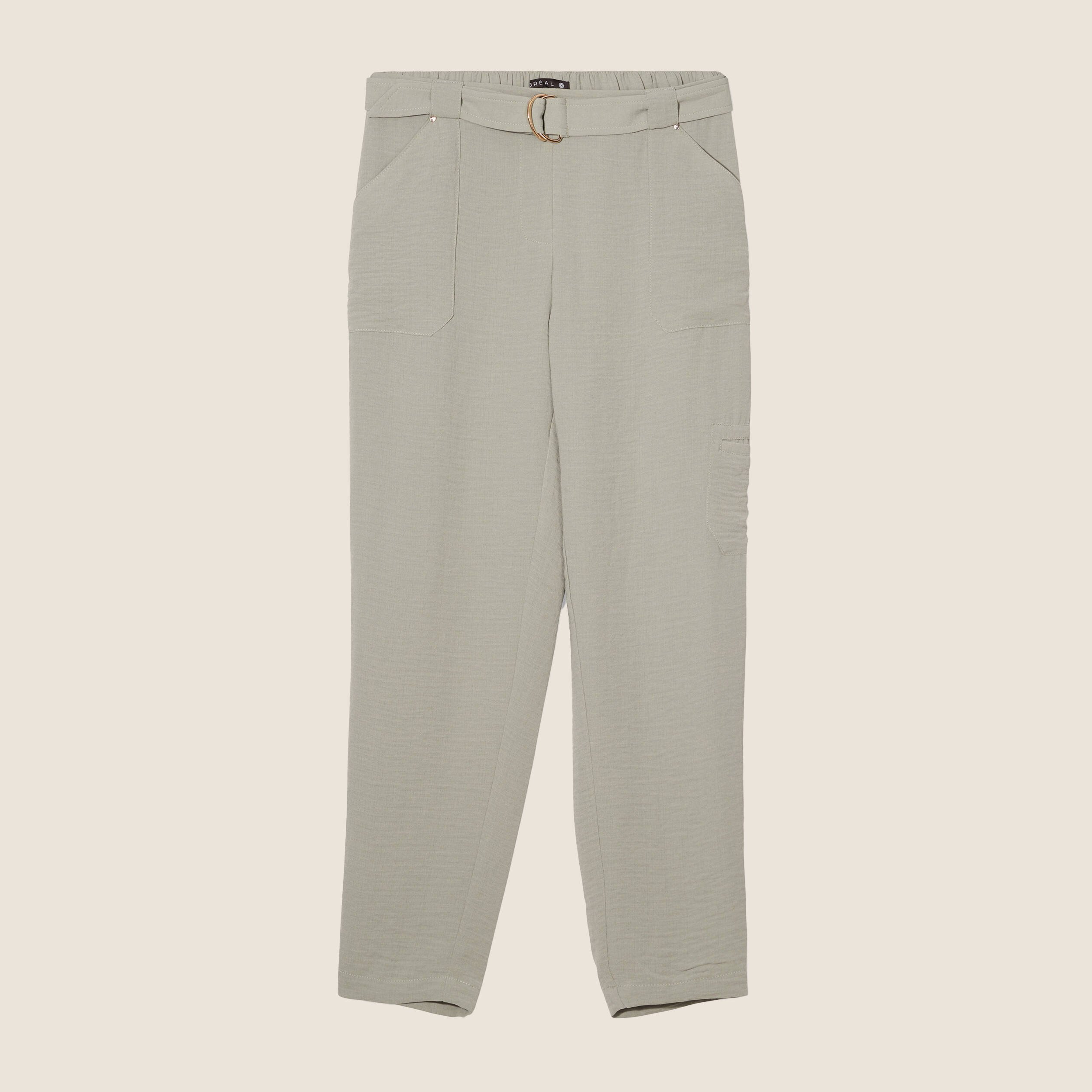 Pantalon flou ceinturé vert clair femme