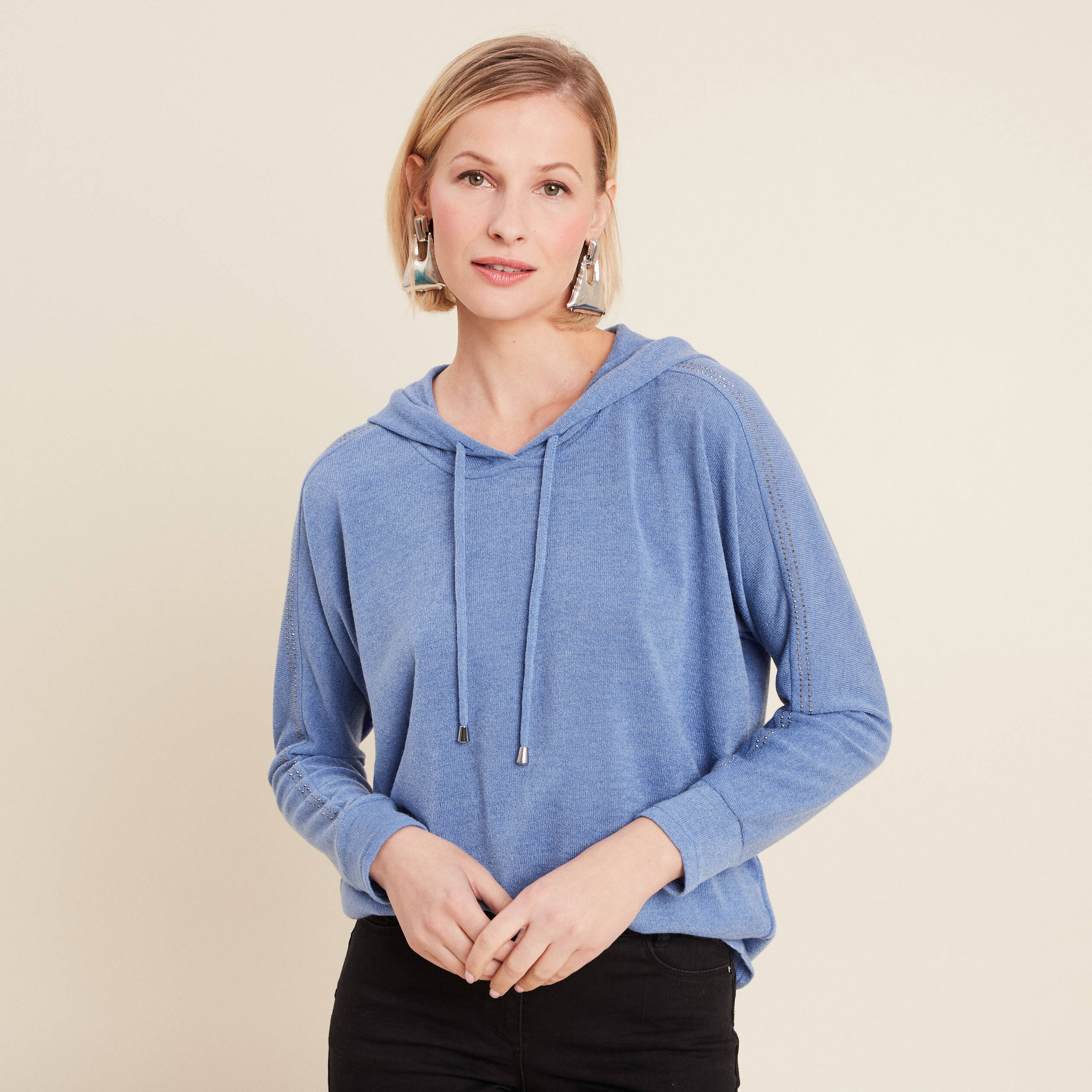 Sweat à capuche bleu ciel femme