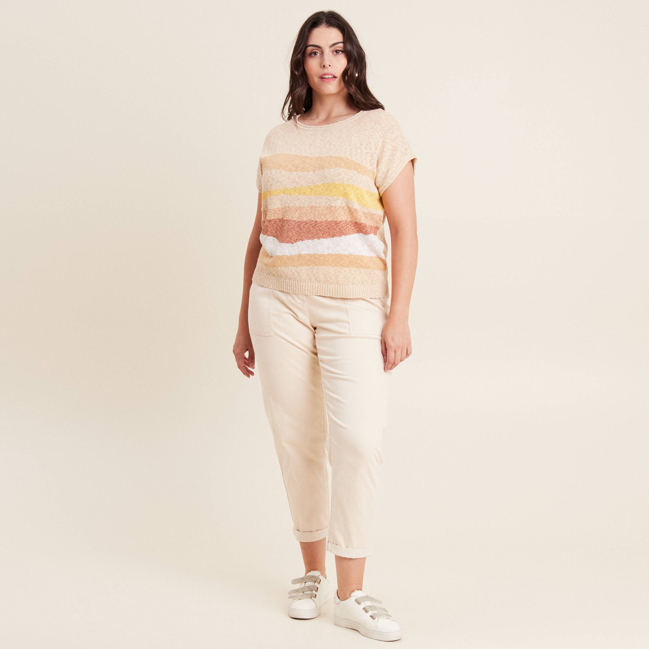 pull sans manches beige femme Pull sans manches beige femme