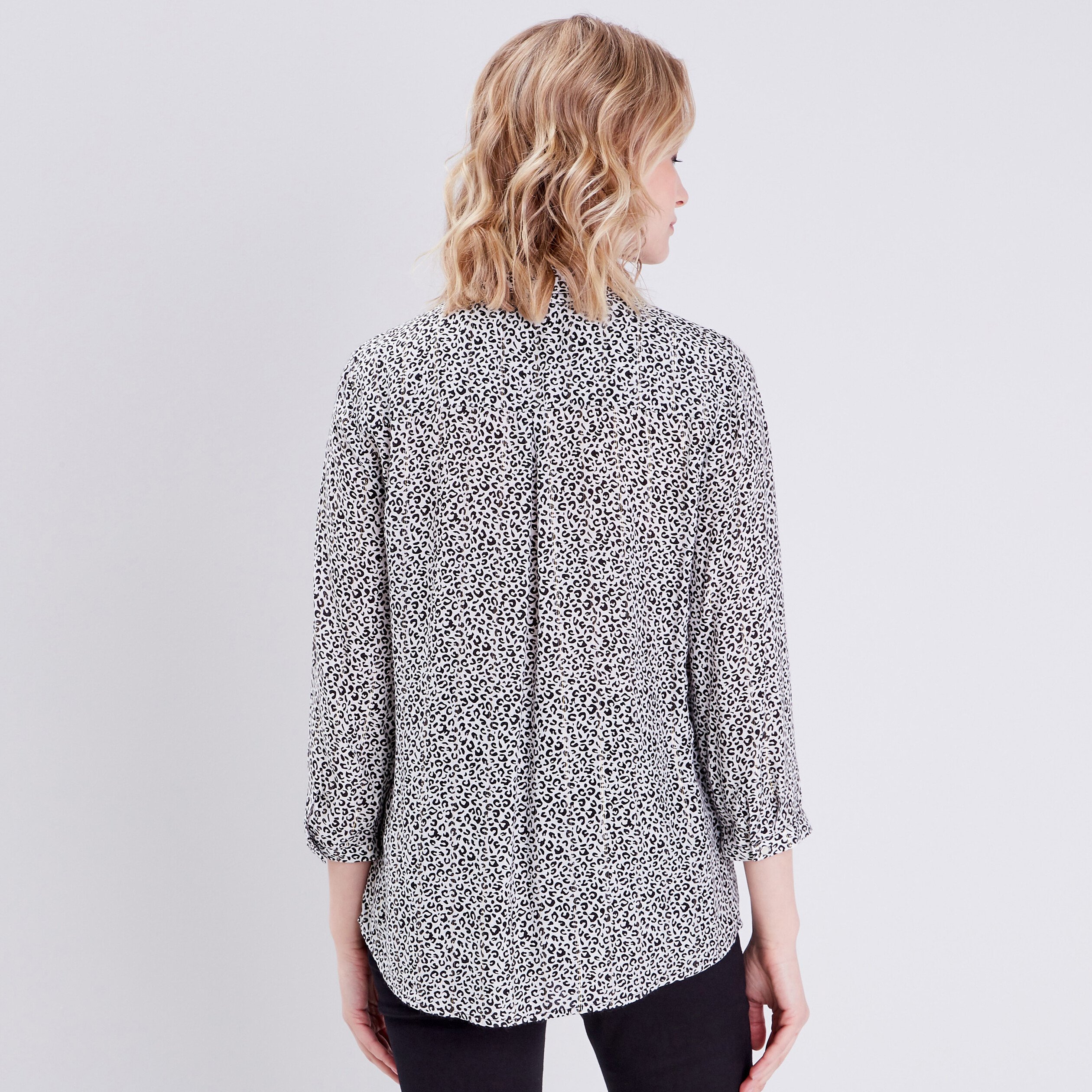 Blouse manches 3/4 noir femme