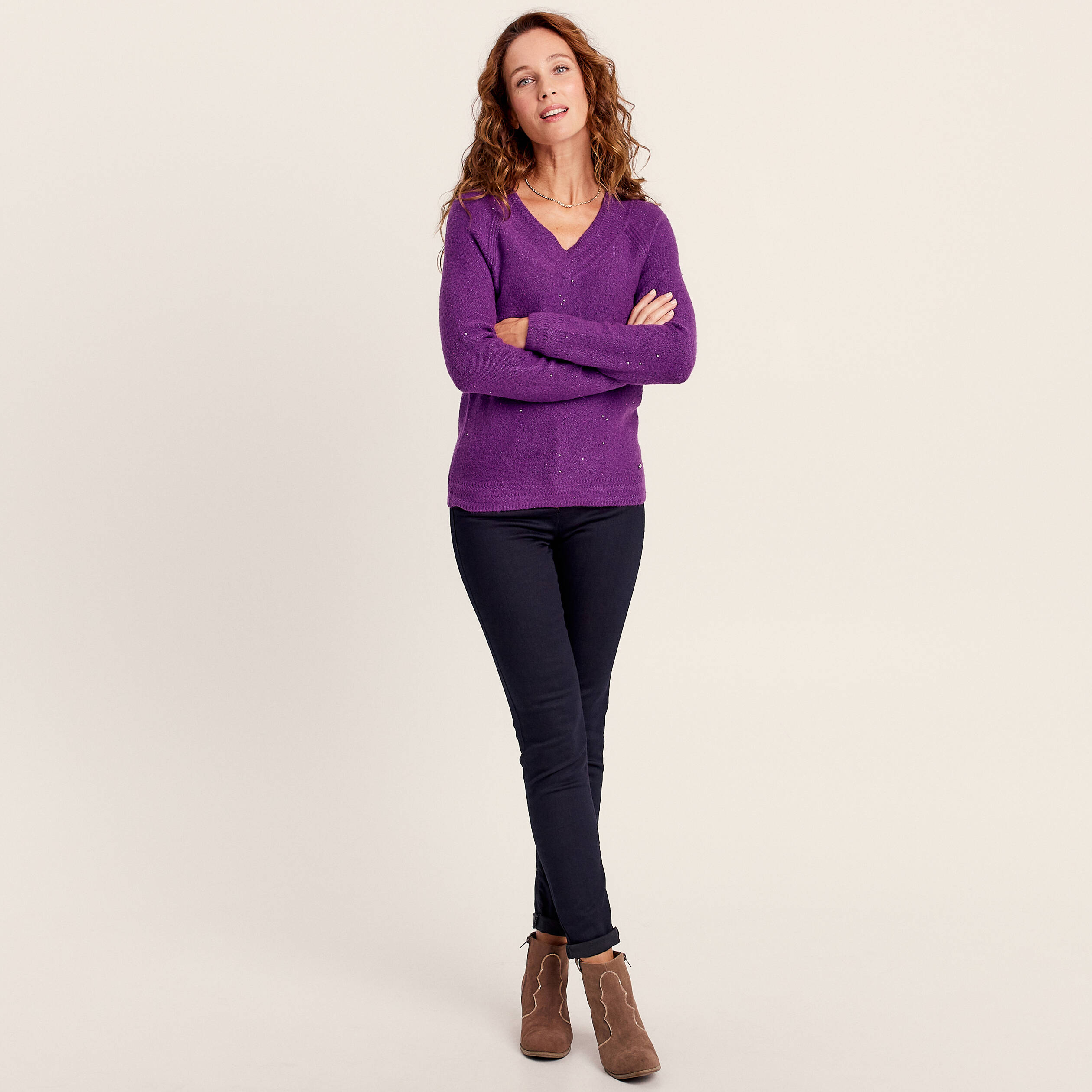 Pull violet foncé femme cheap
