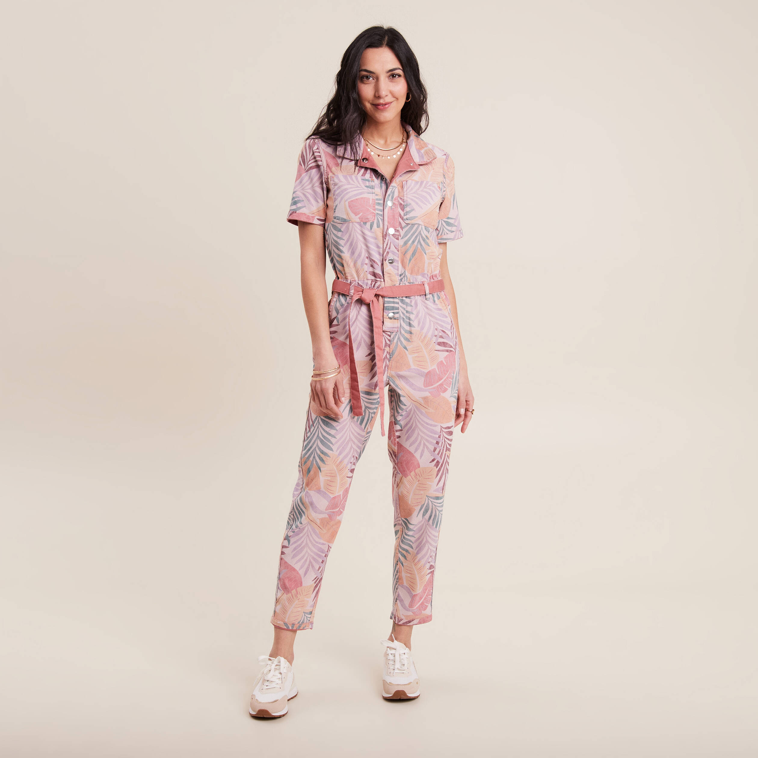 Combinaison pantalon r&eacute;versible orange corail femme