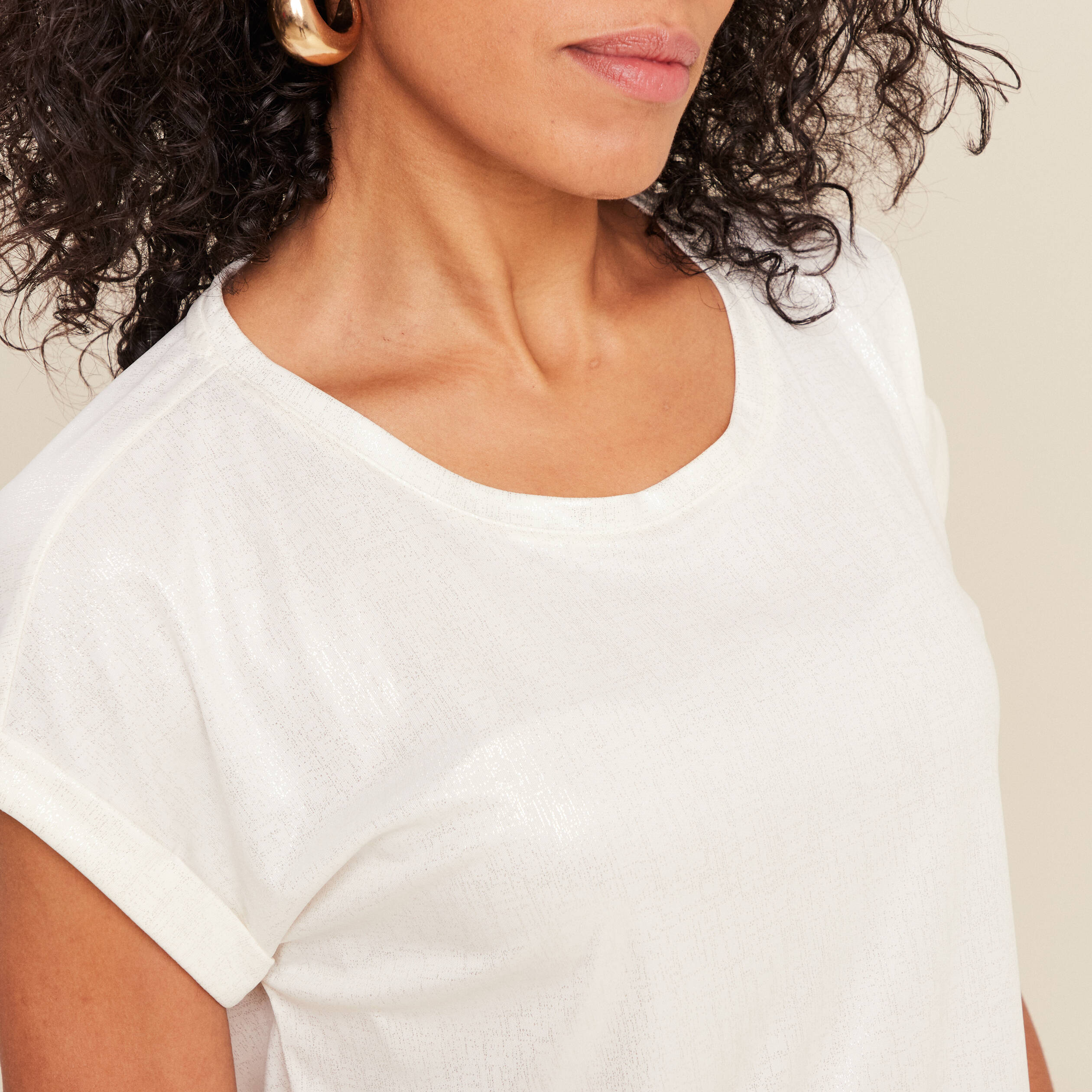 T-shirt manches courtes ecru femme
