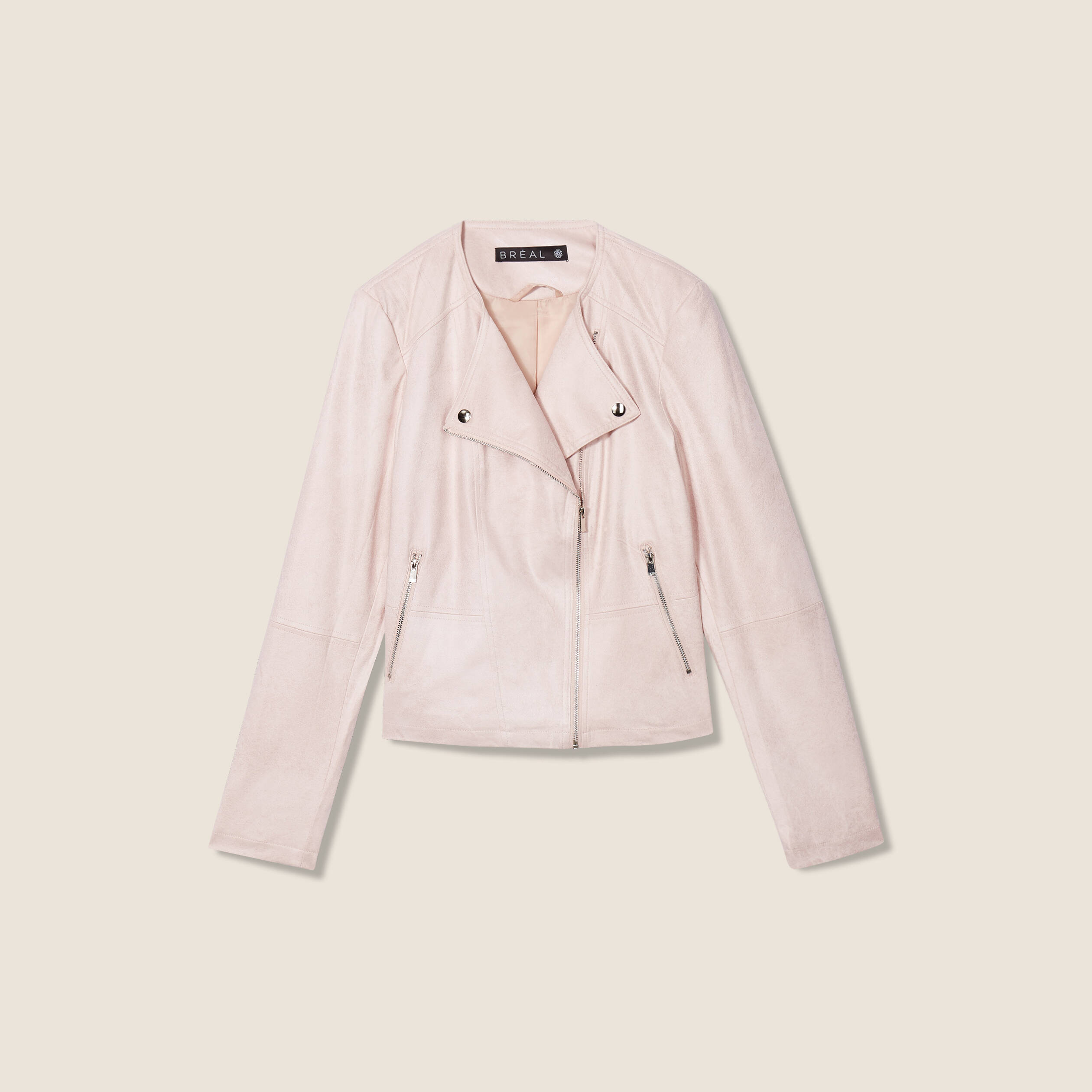 Veste droite zippée rose femme