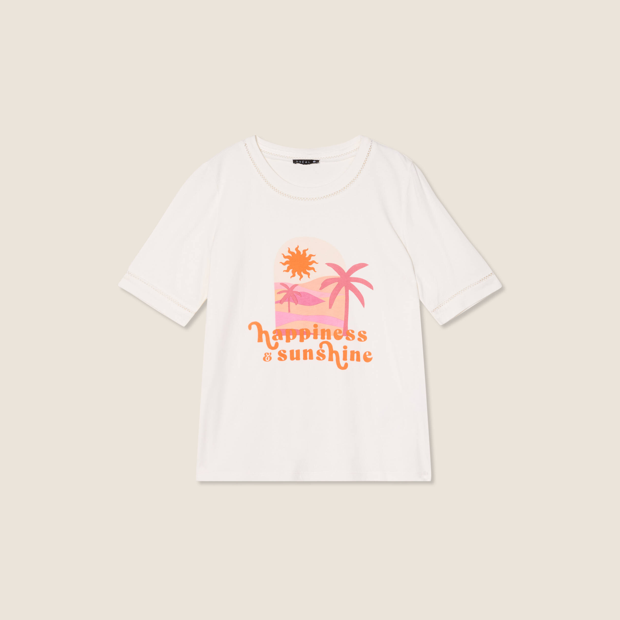 T-shirt manches courtes ecru femme