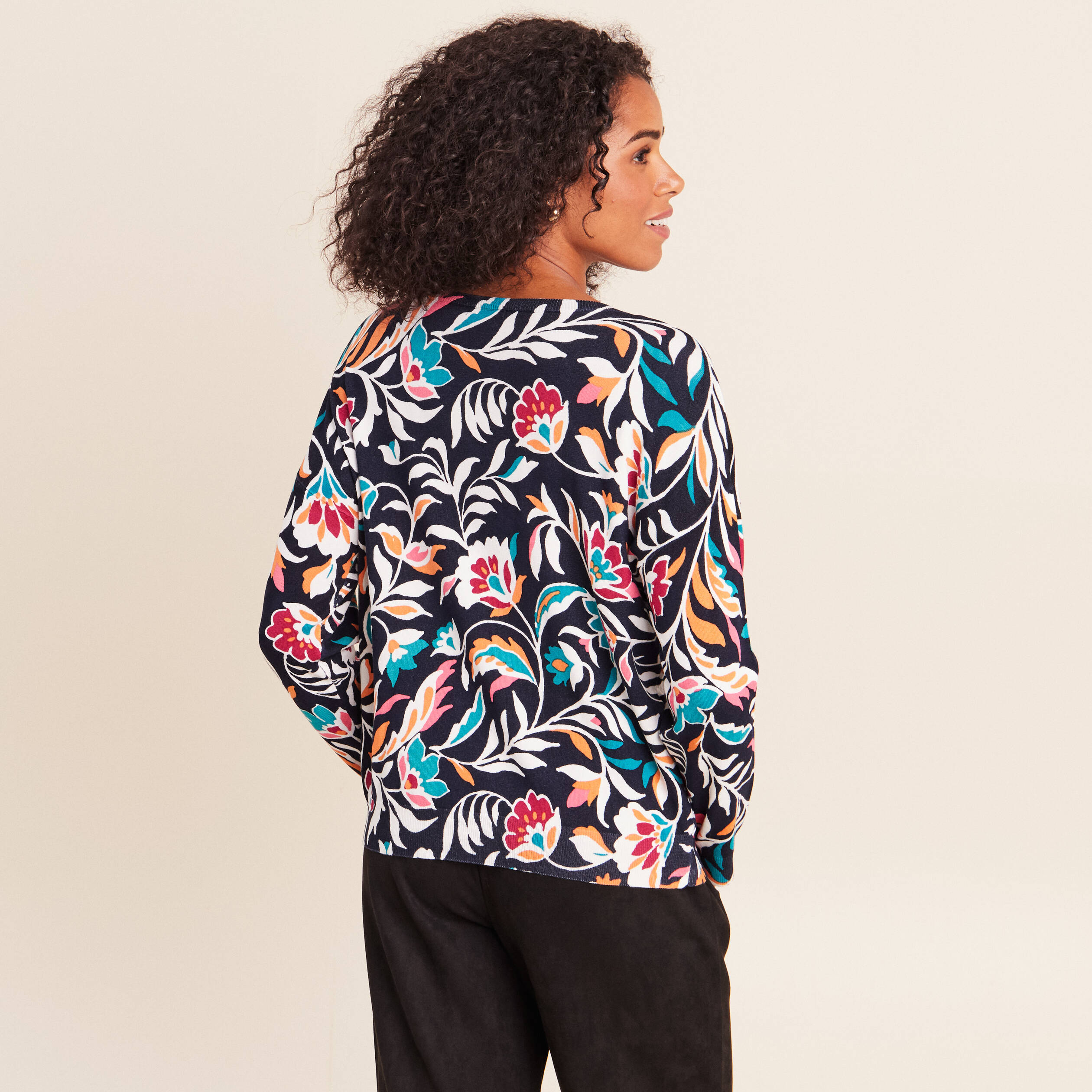 Pull manches longues bleu femme