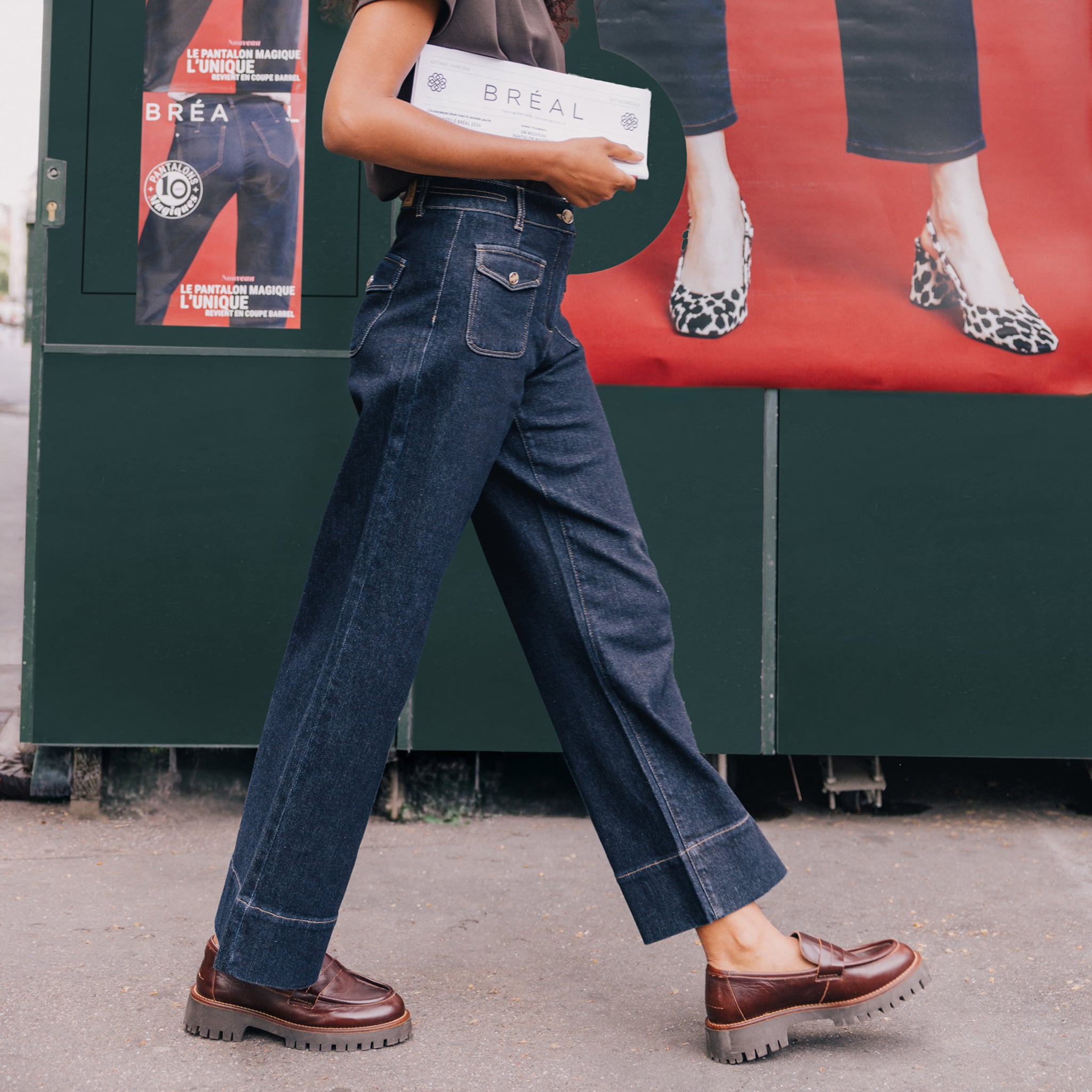 Jean large denim brut femme