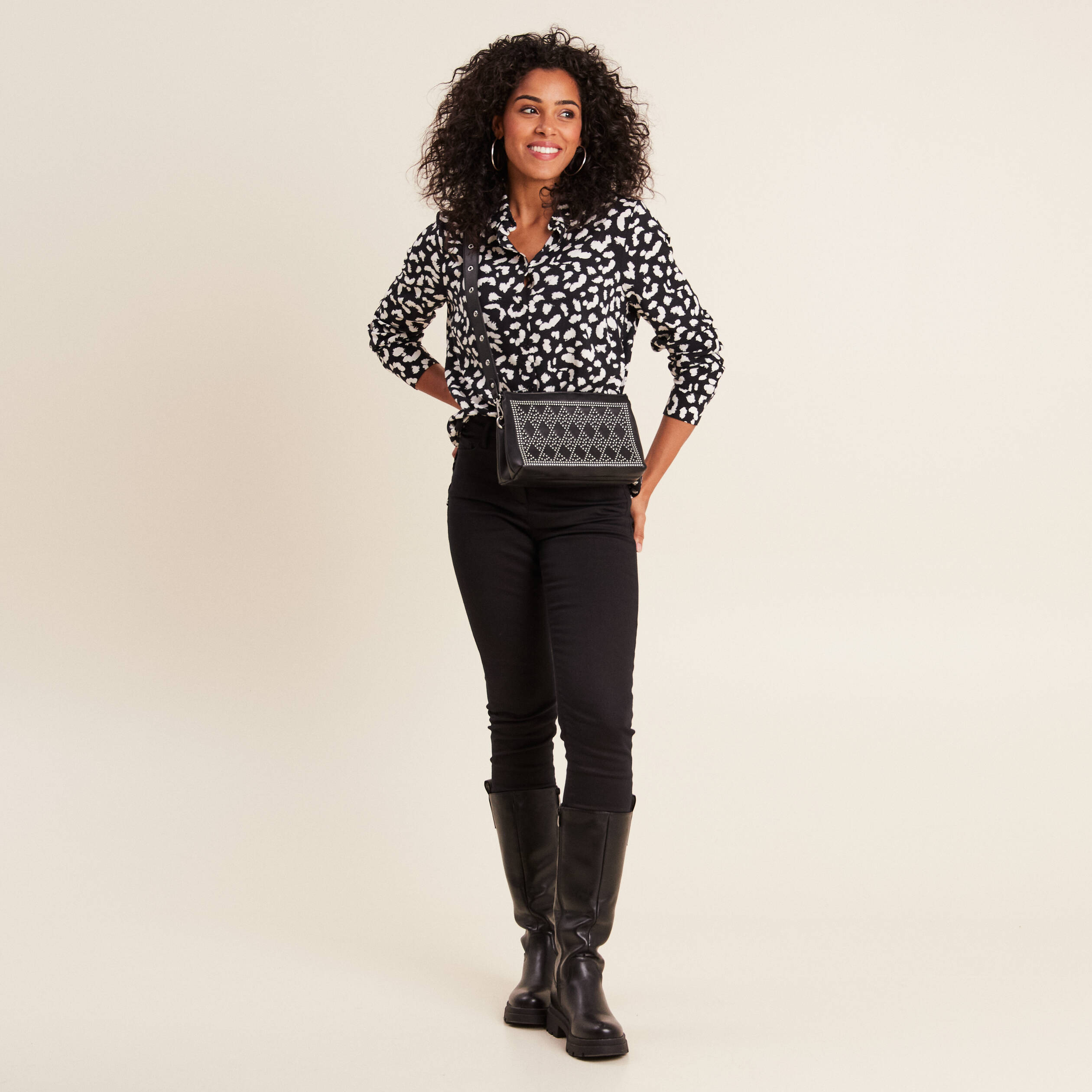 Chemise manches longues noir femme