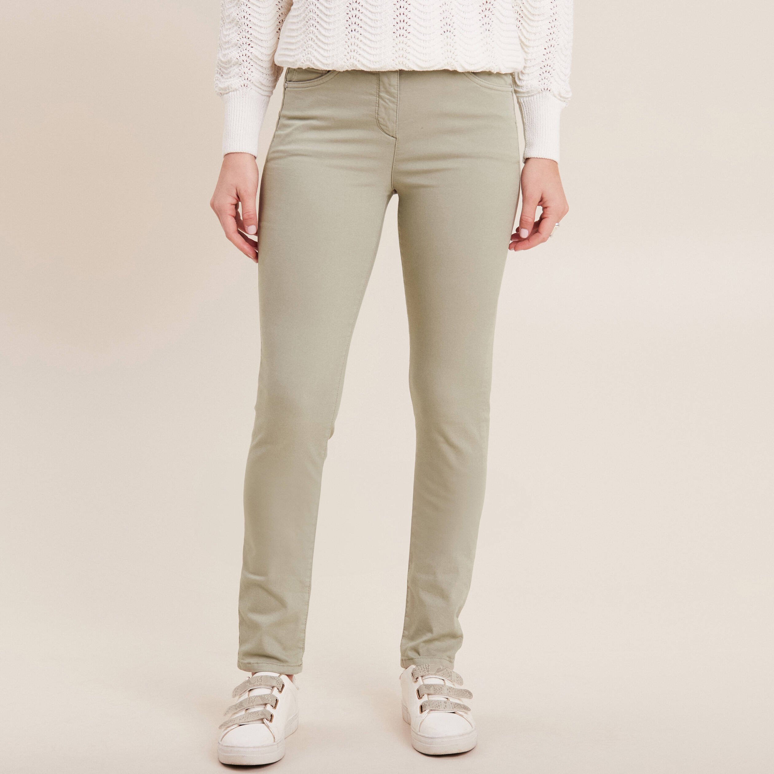 Pantalon léger taille standard long vert clair femme