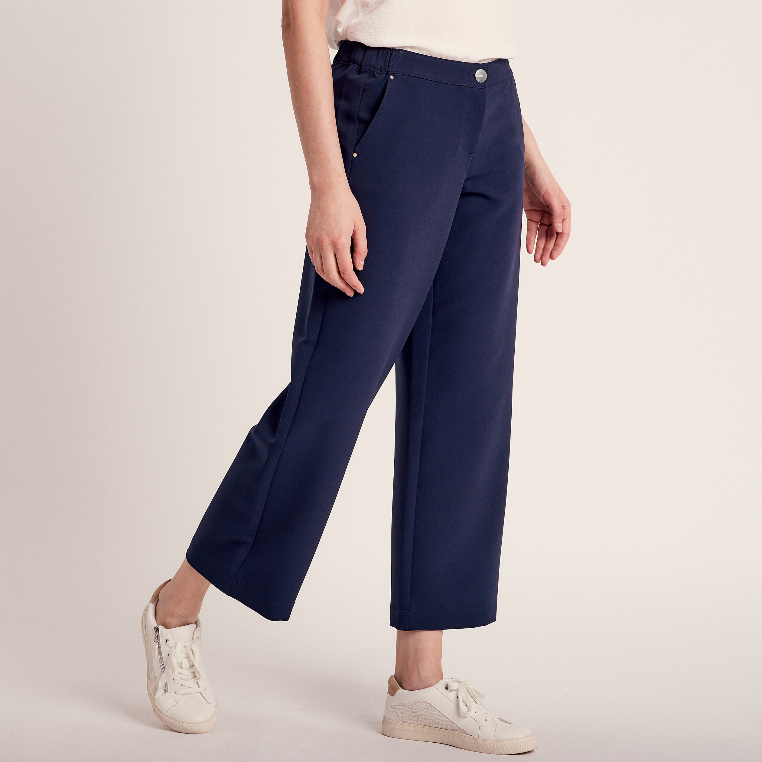 Pantalon large 7 8 me bleu marine femme Br al
