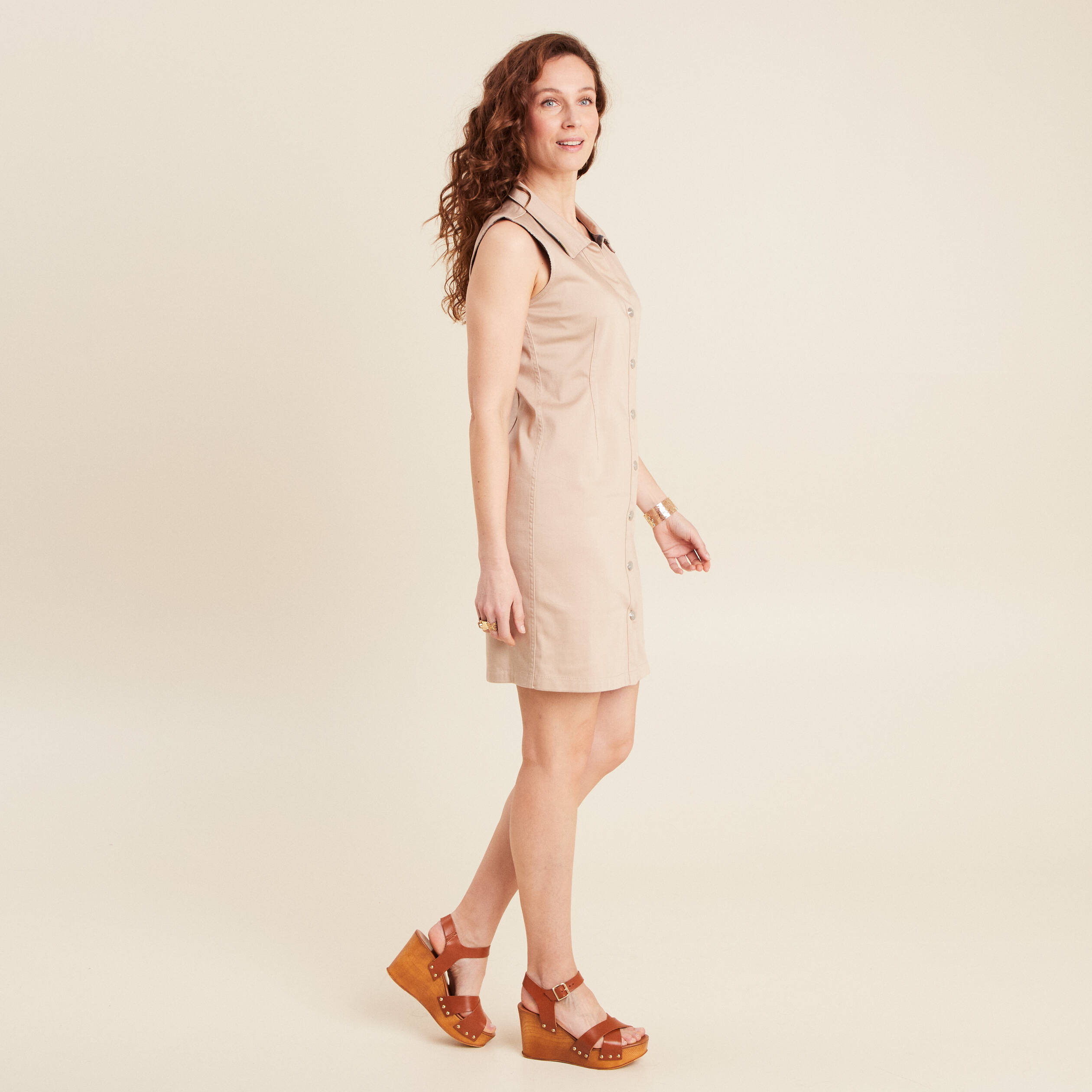 Robe droite réversible taupe femme