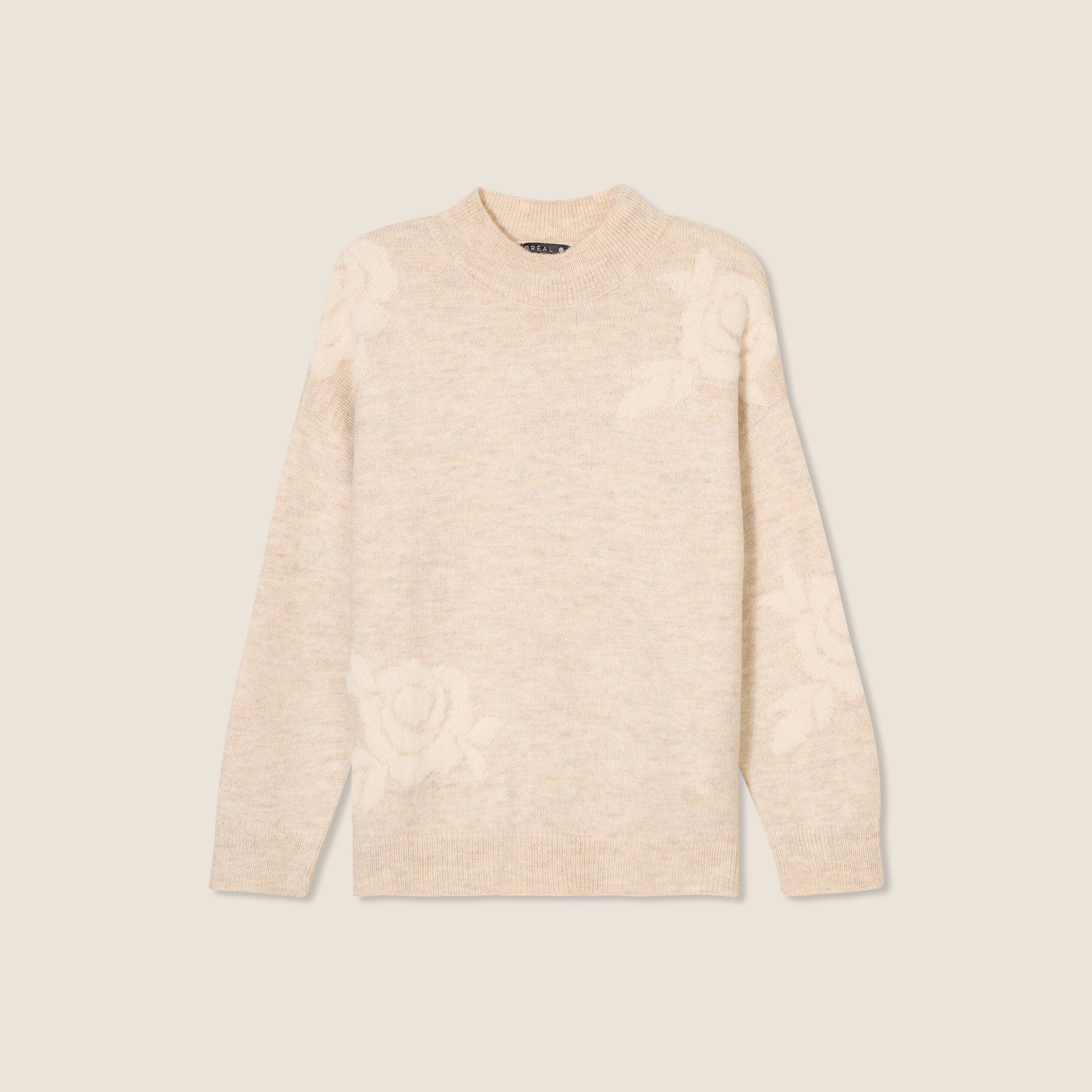 Pull manches longues beige femme