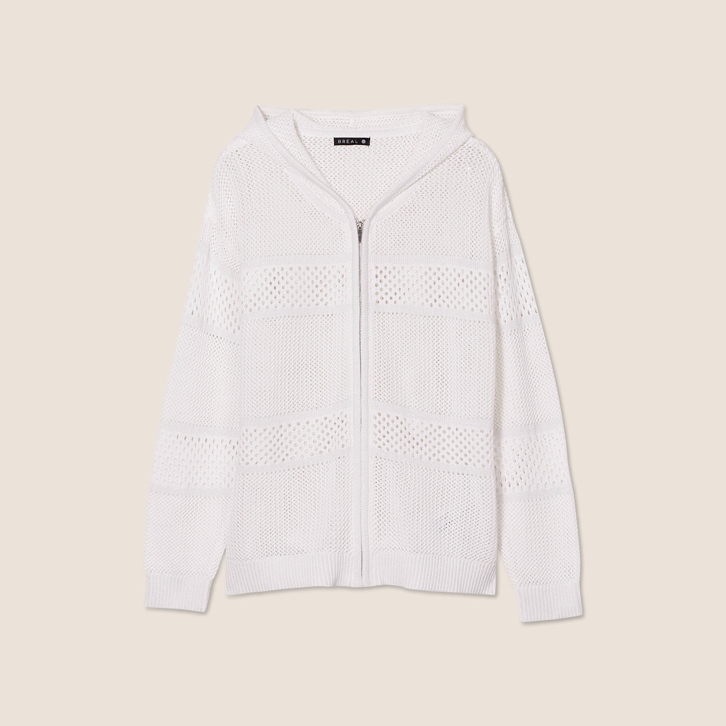 Gilet manches longues zippé blanc femme