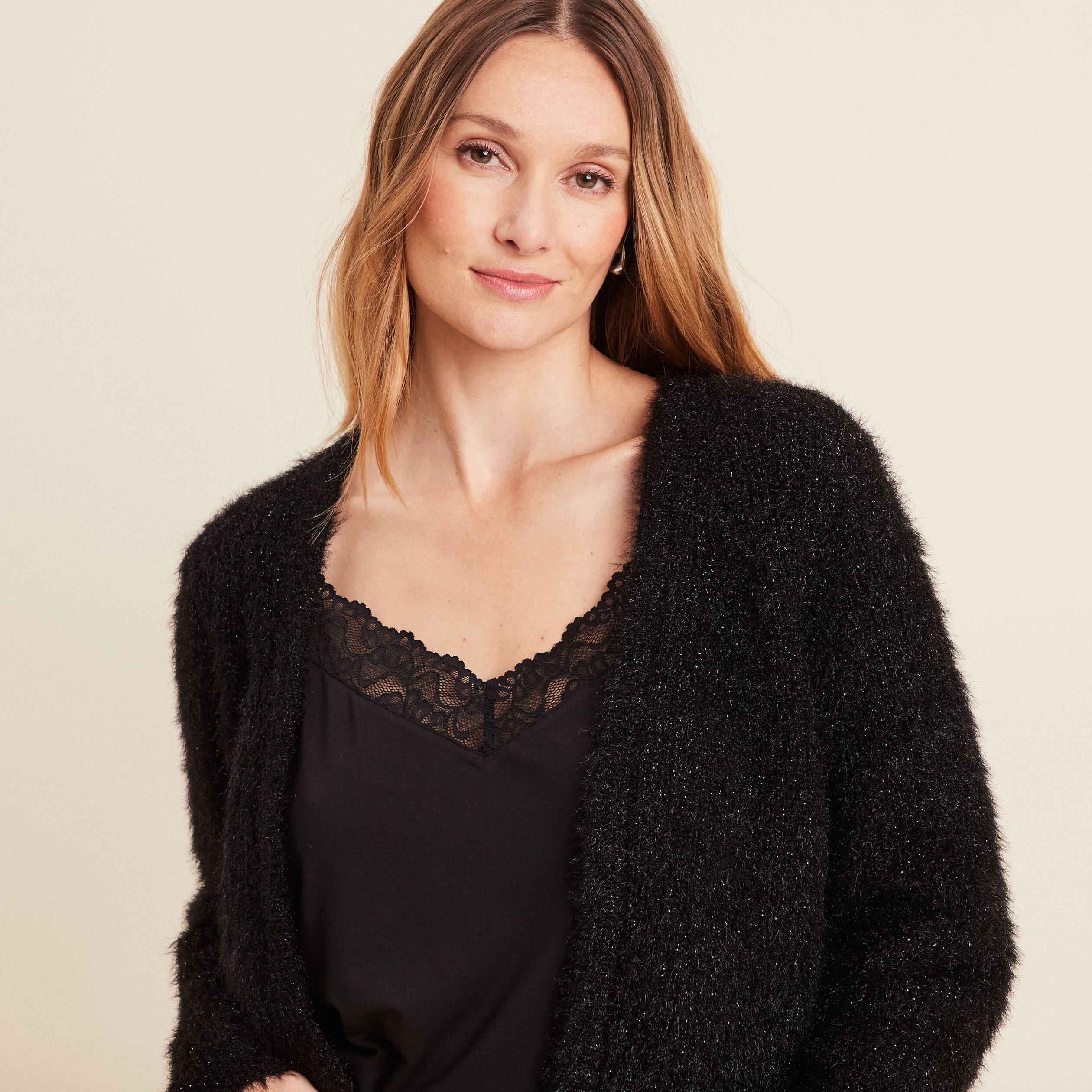 gilet manches longues noir femme Gilet manches longues noir femme