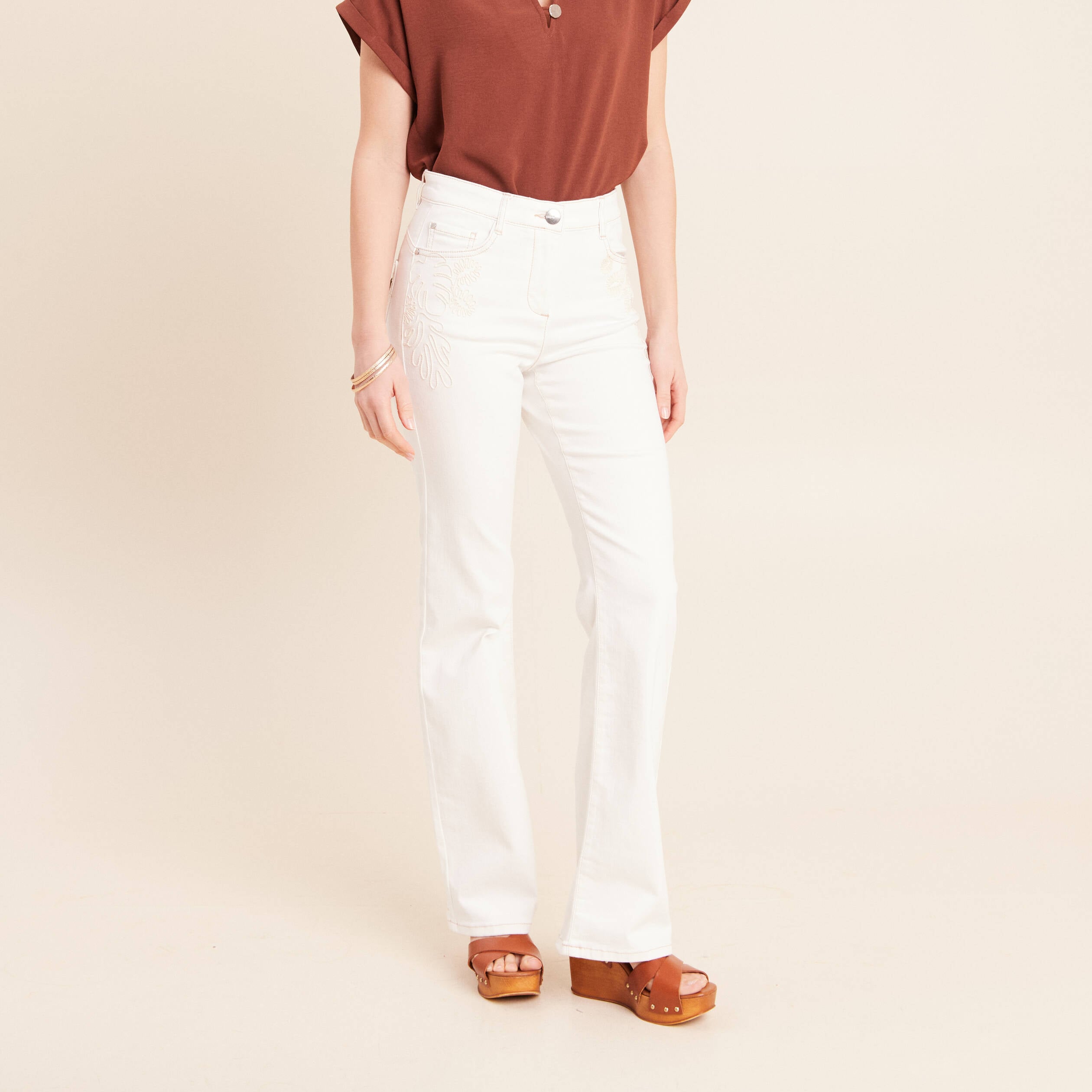 Jean magique L'Unique coupe bootcut blanc femme