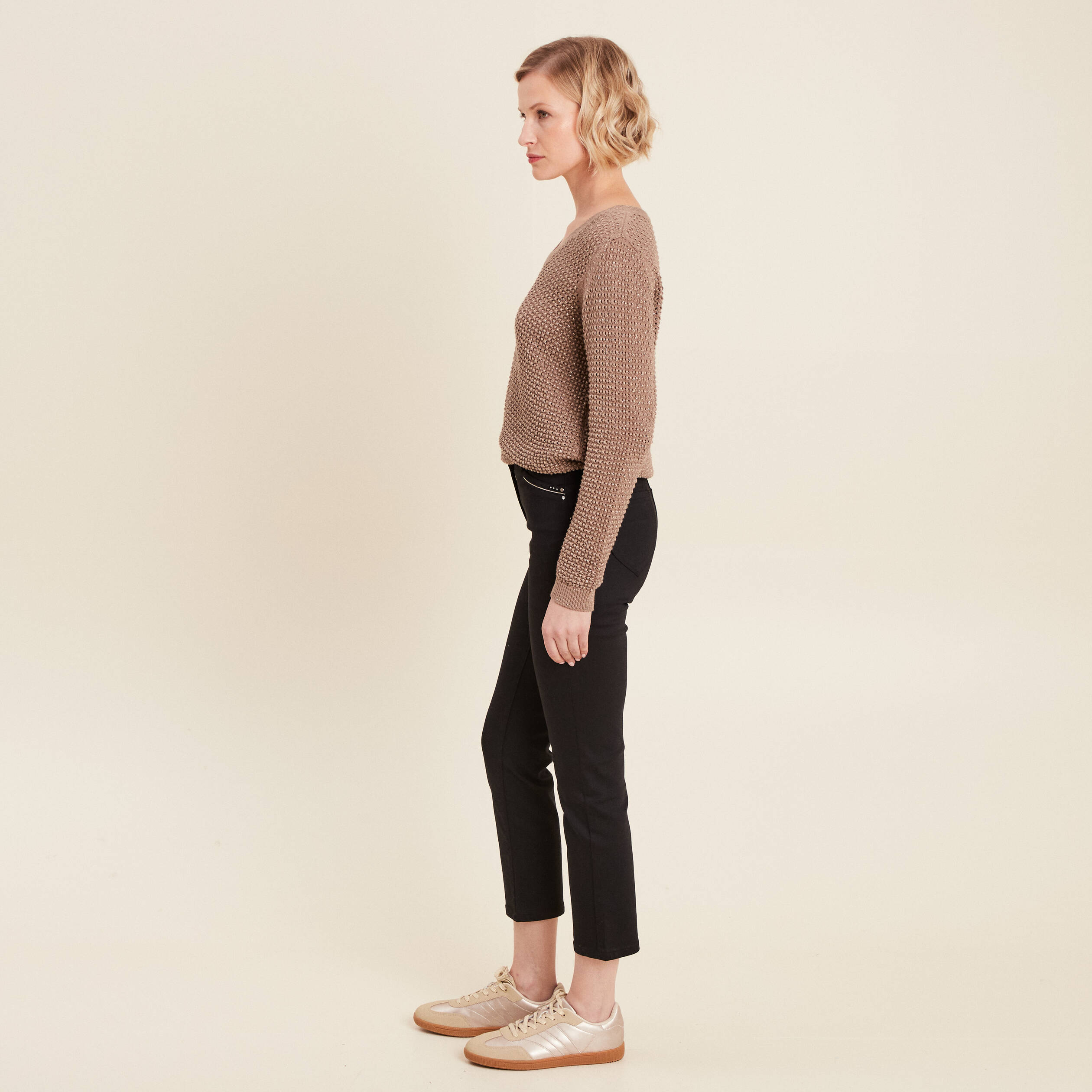 Pantalon droit 5 poches noir femme