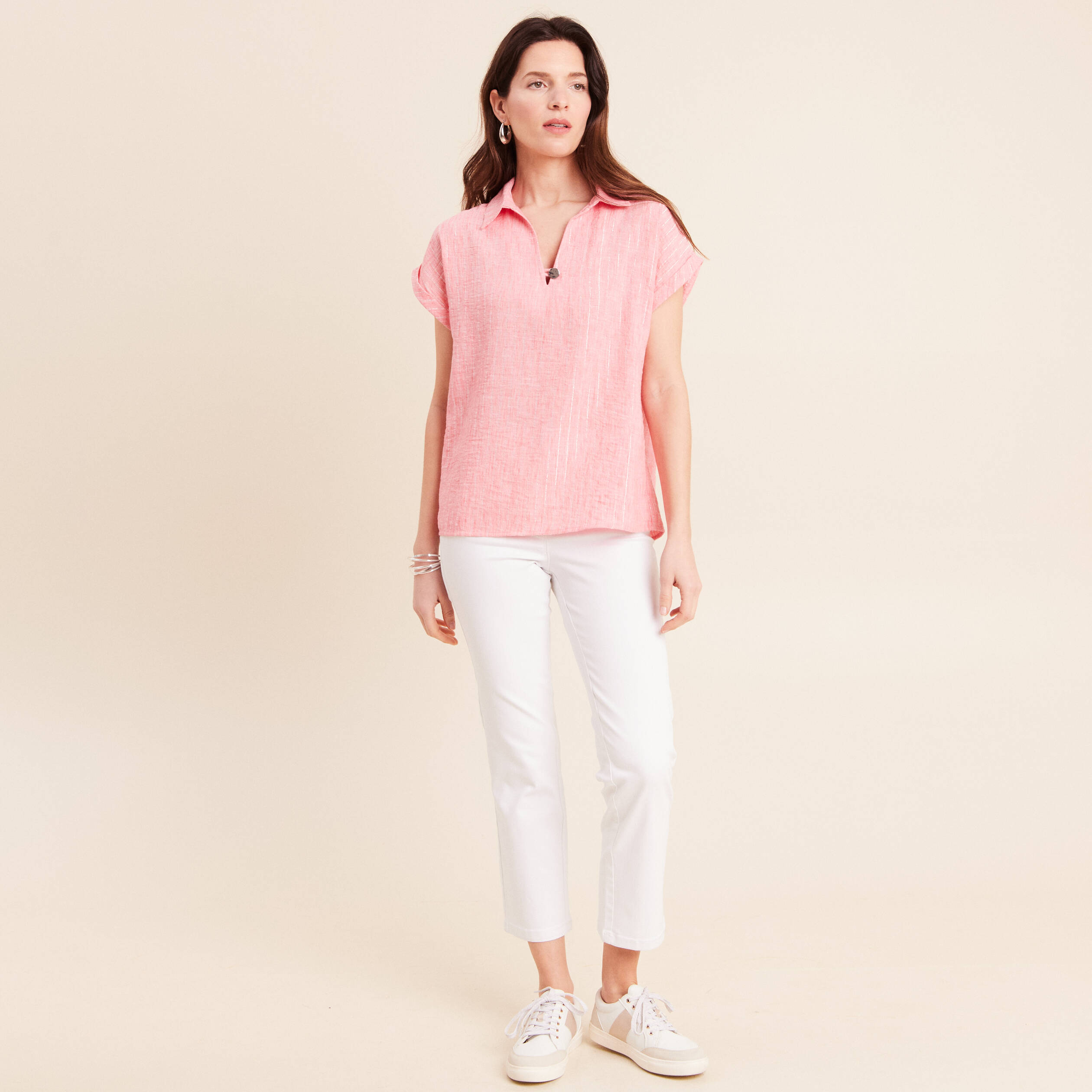 Jean coupe droite 7/8&egrave;me blanc femme