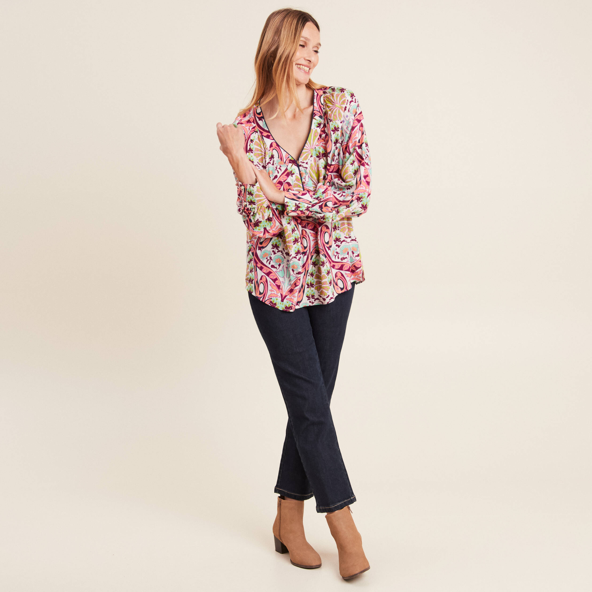 Blouse manches longues blanc femme