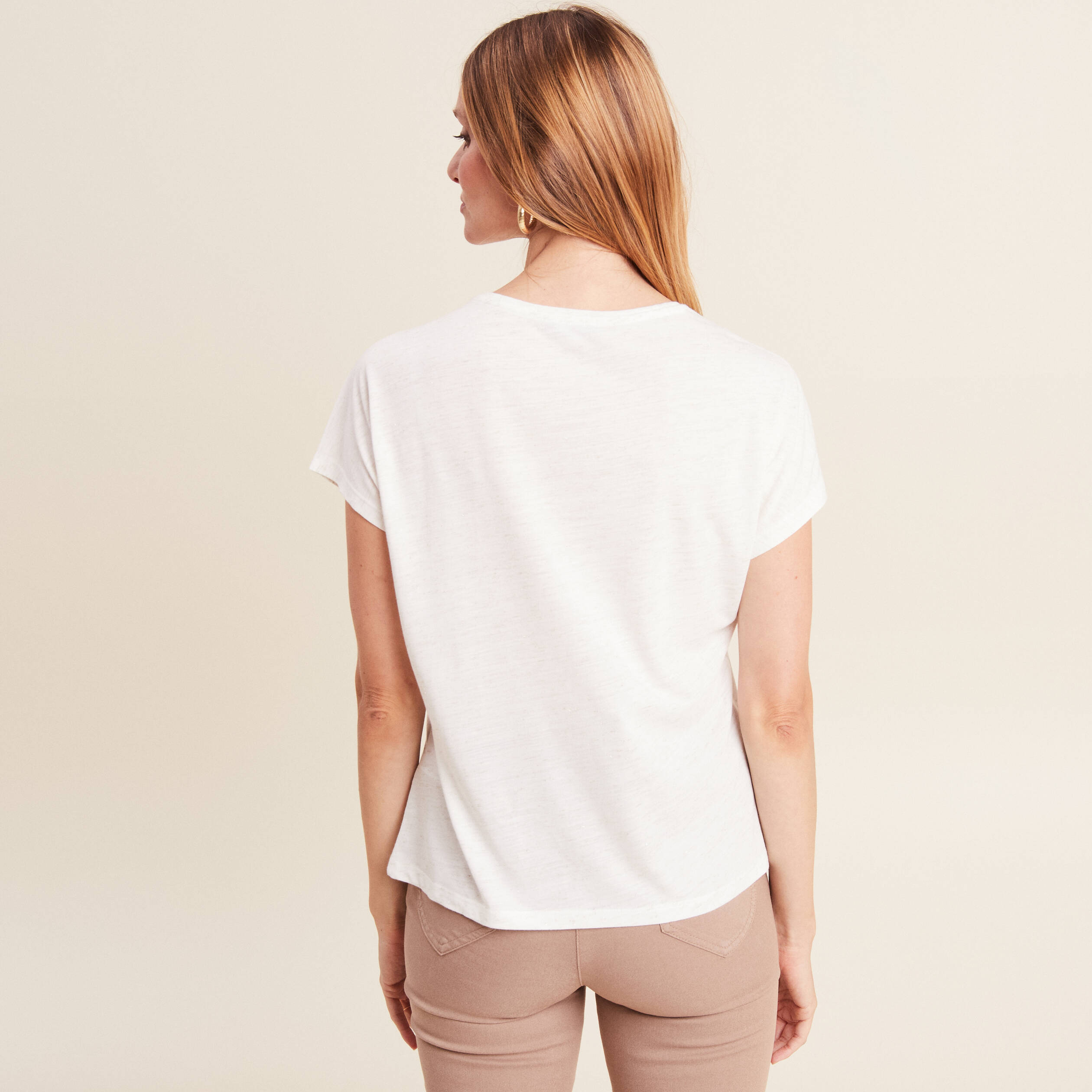 T-shirt manches courtes ecru femme
