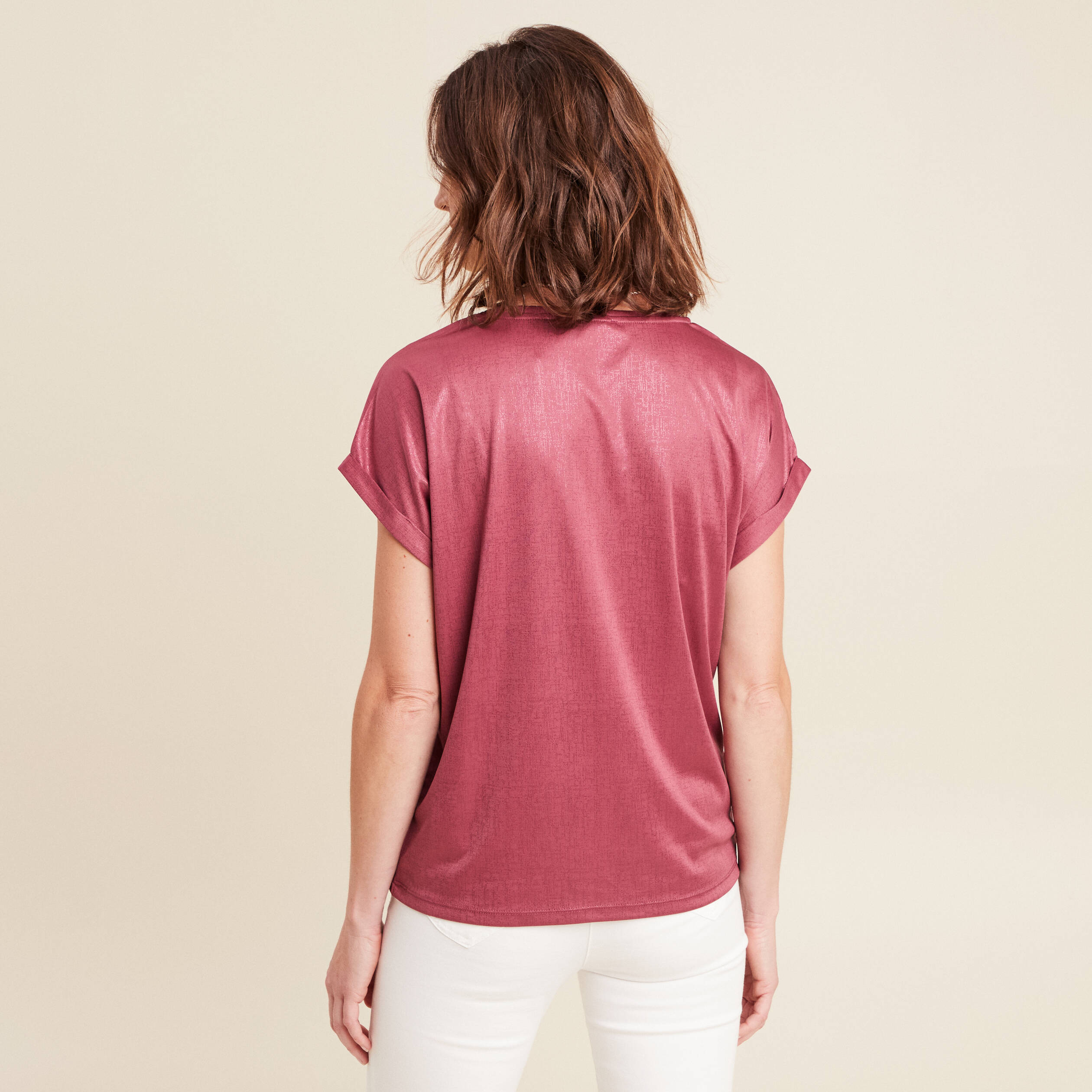 T-shirt manches courtes vieux rose femme