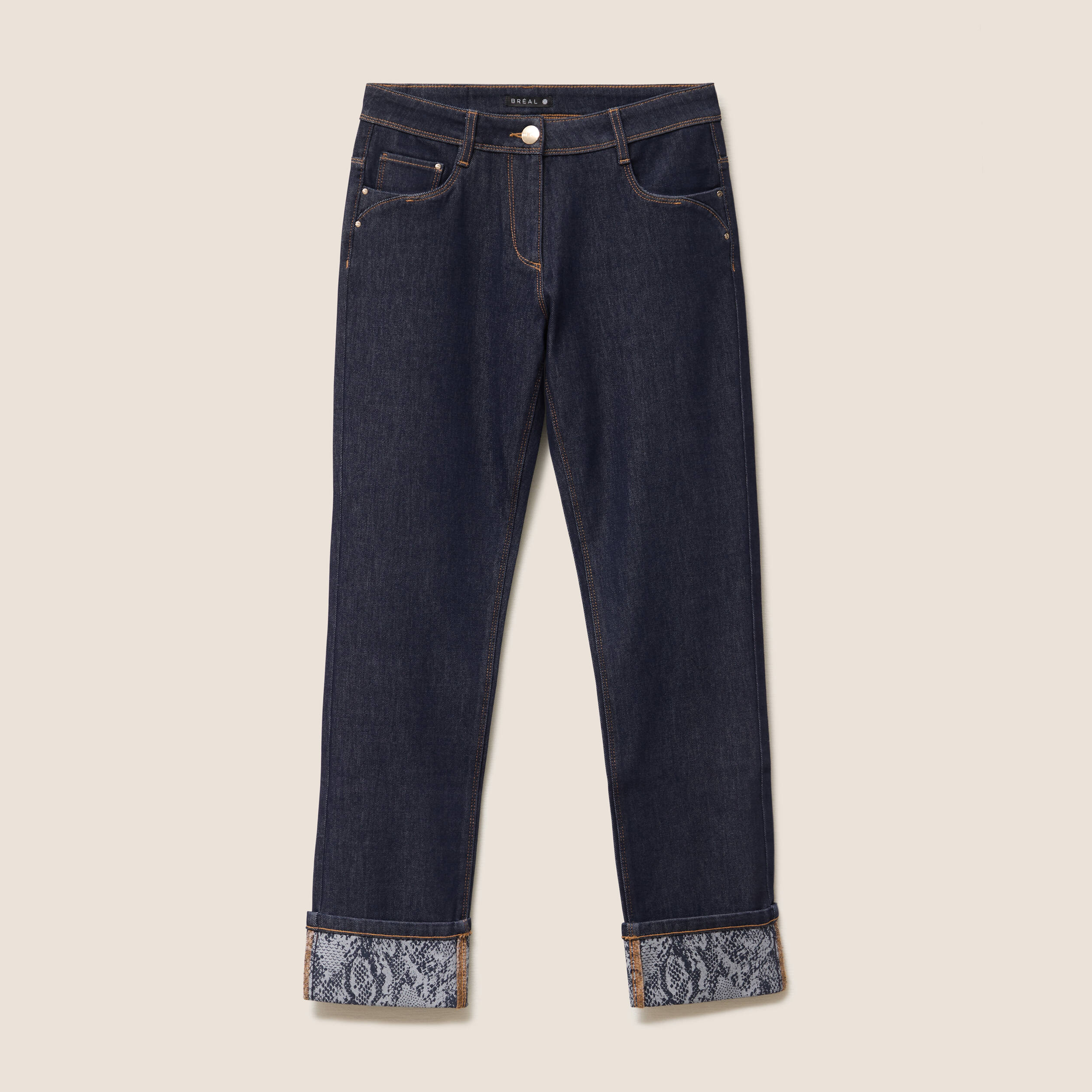 Jean ajusté taille standard denim brut femme
