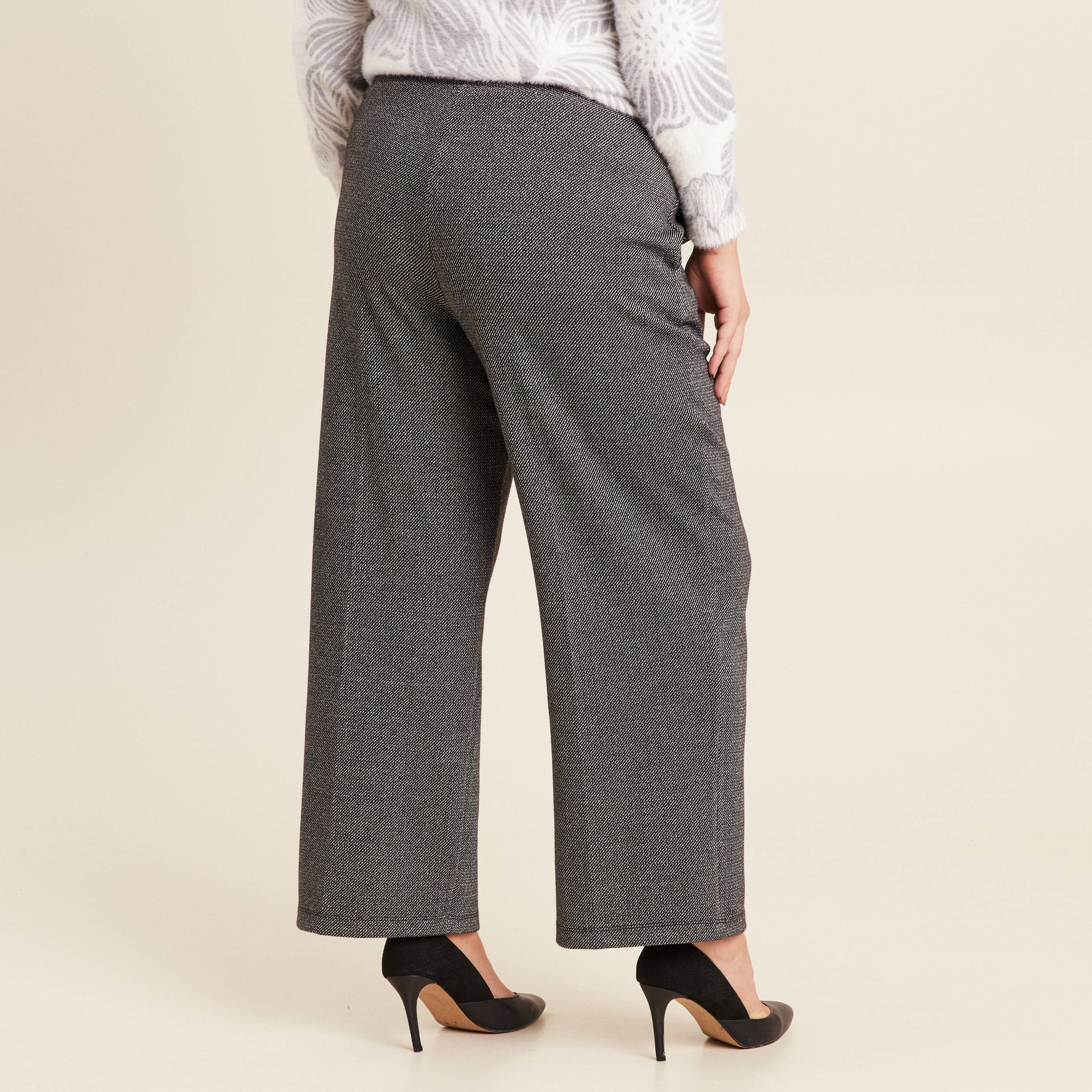 Pantalon large 7/8ème gris clair femme
