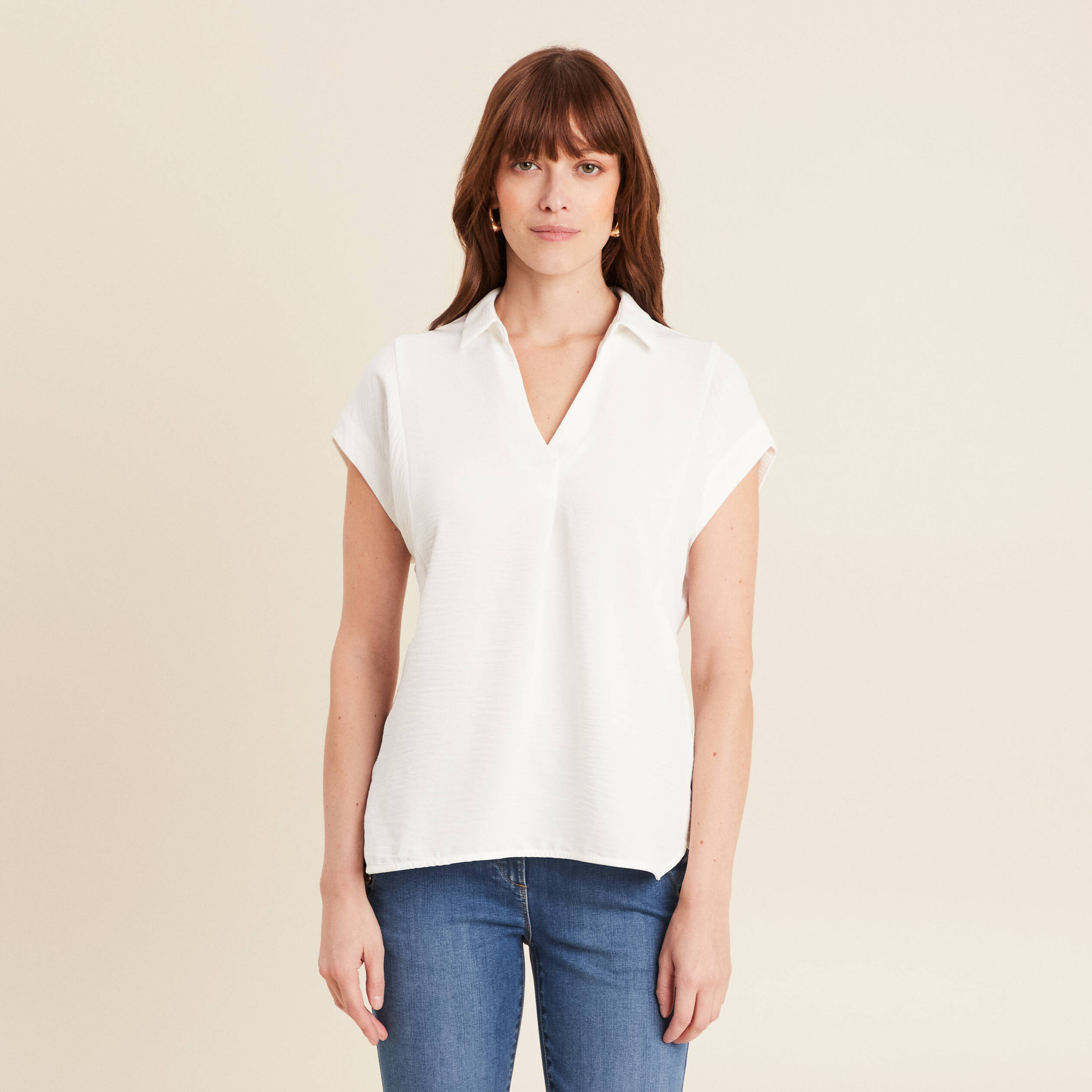 blouse manches courtes ecru femme Blouse manches courtes ecru femme