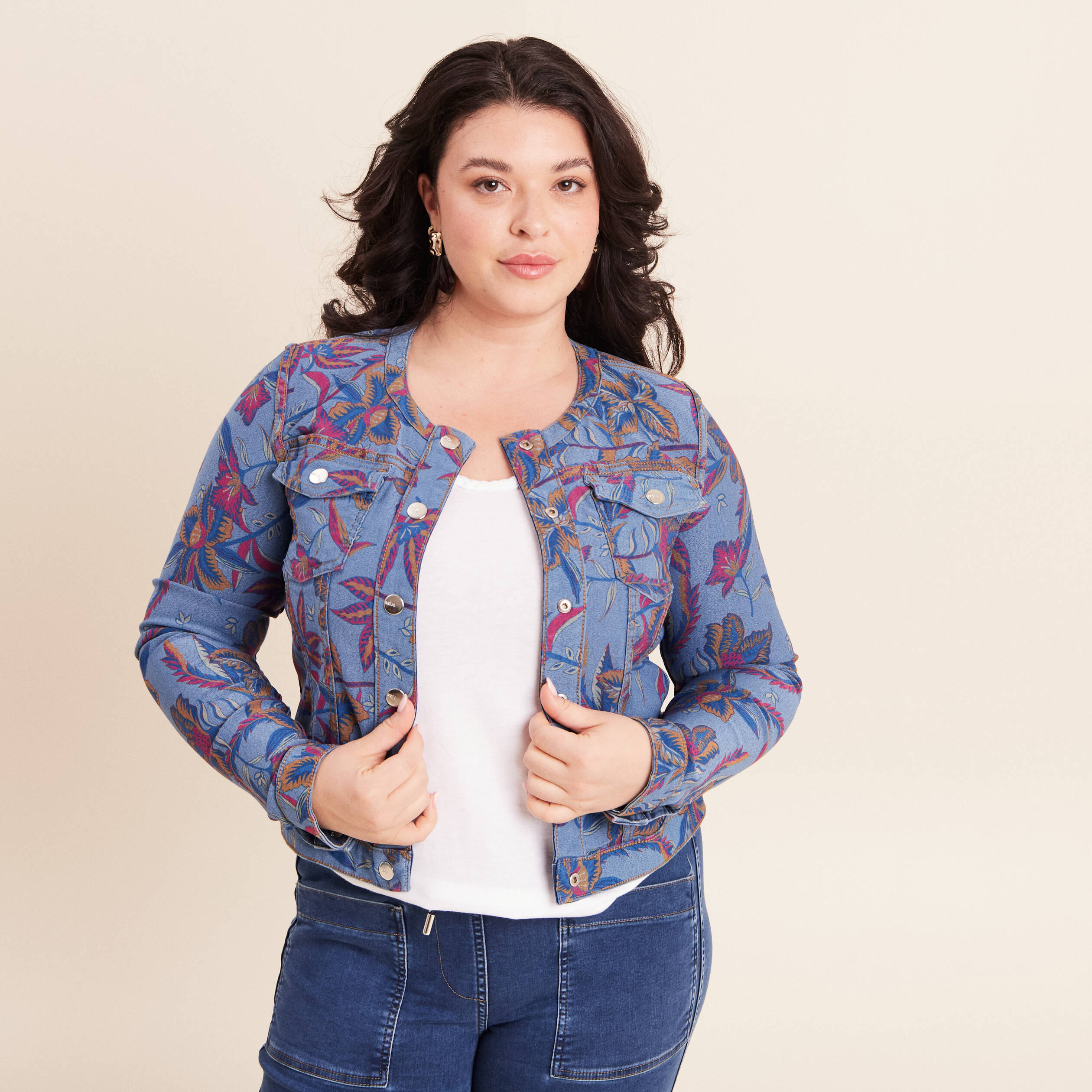 Veste r&eacute;versible cintr&eacute;e en jean bleu femme