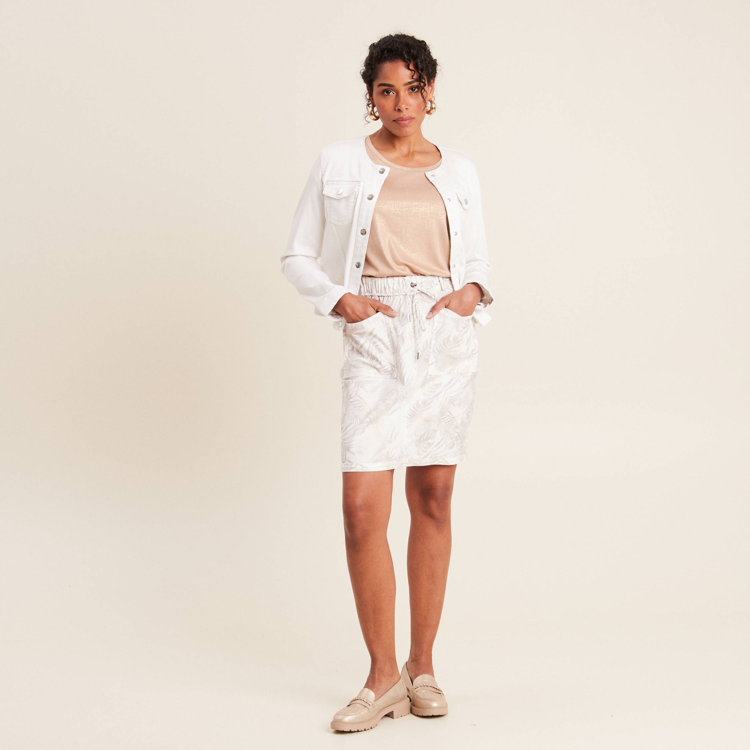 Veste réversible boutonnée ivoire femme