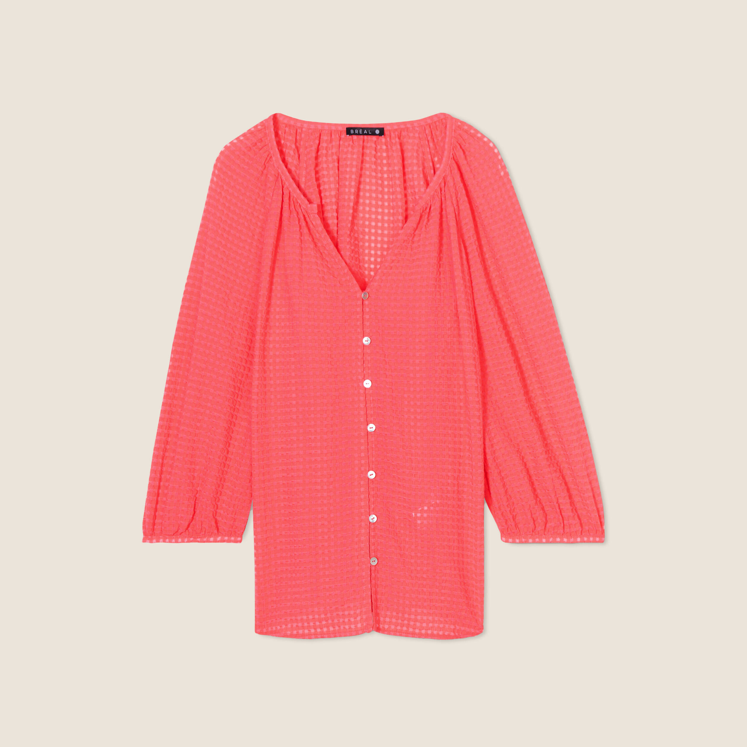 Blouse manches 3/4 rose cerise femme