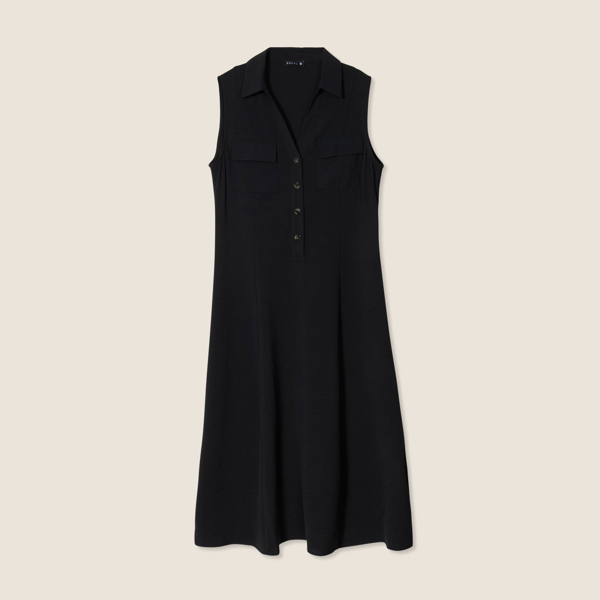 Robe longue évasée noir femme
