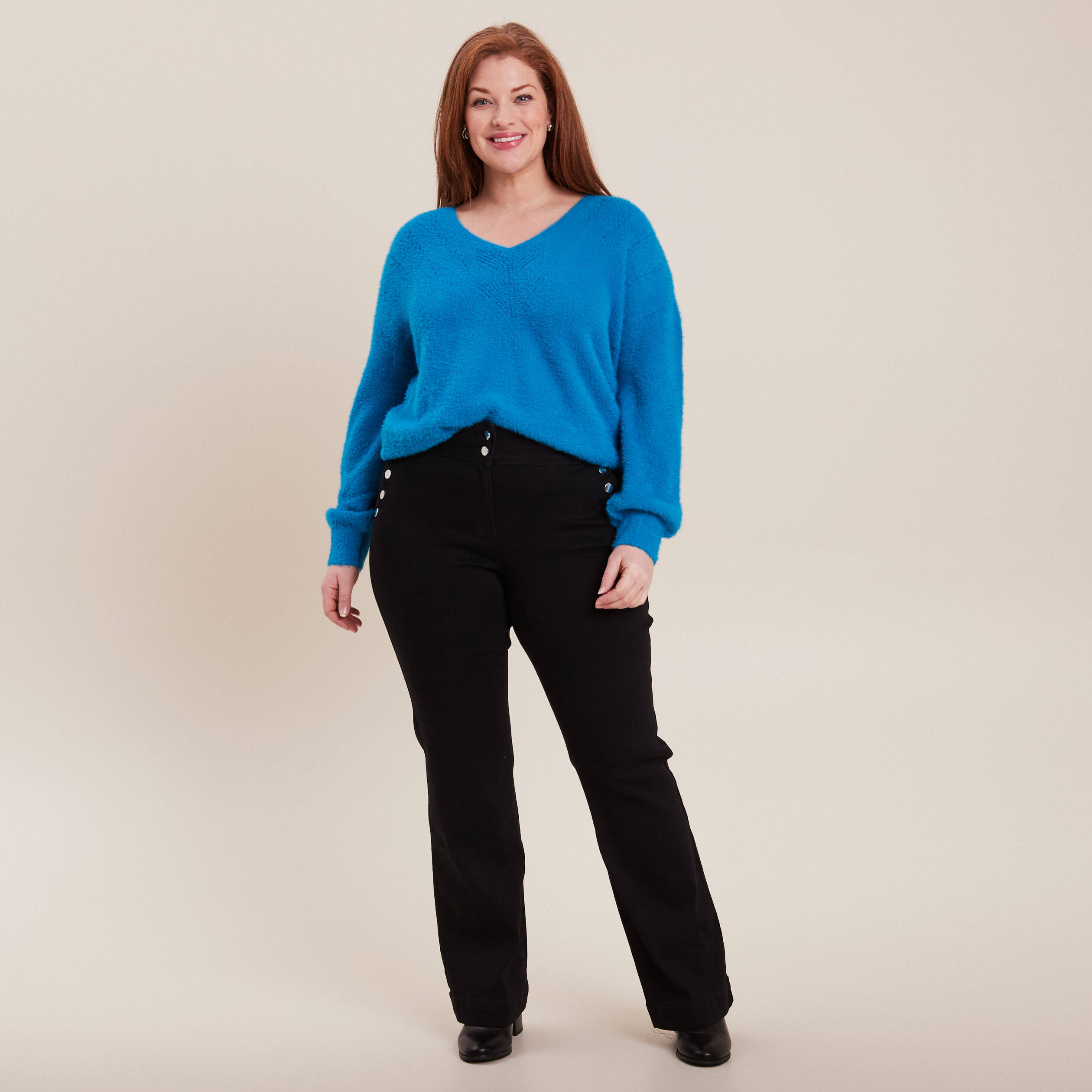 Pantalon bootcut à pont noir femme
