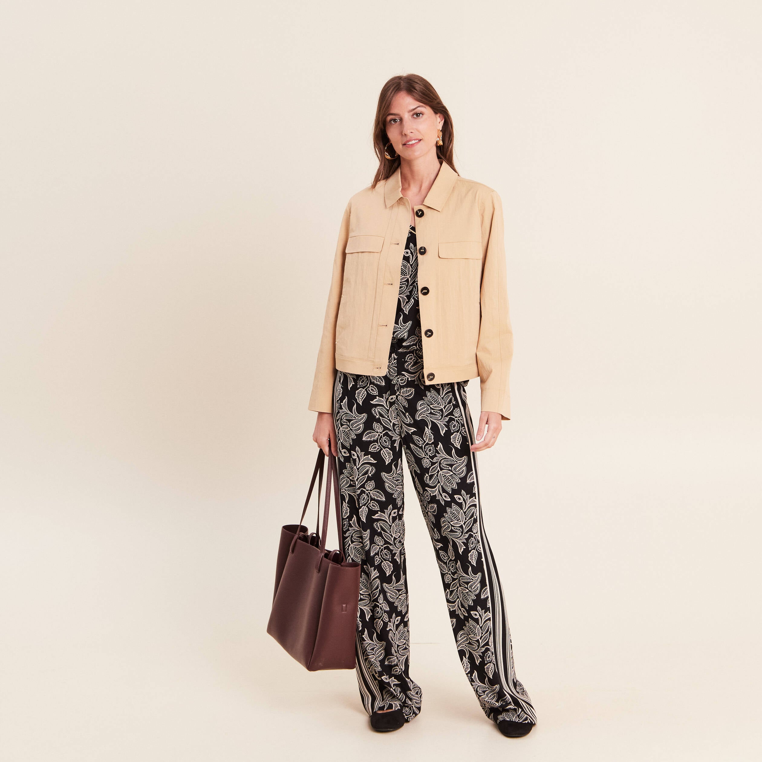 Veste doubl&eacute;e beige femme
