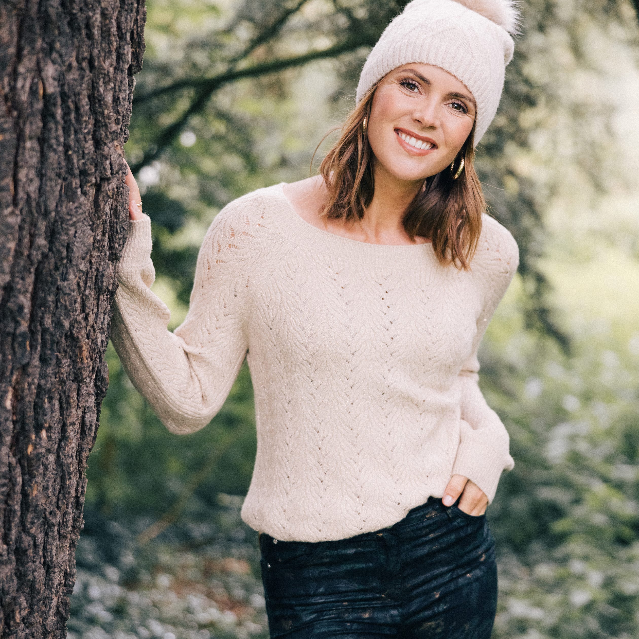 Pull manches longues sequins couleur or femme