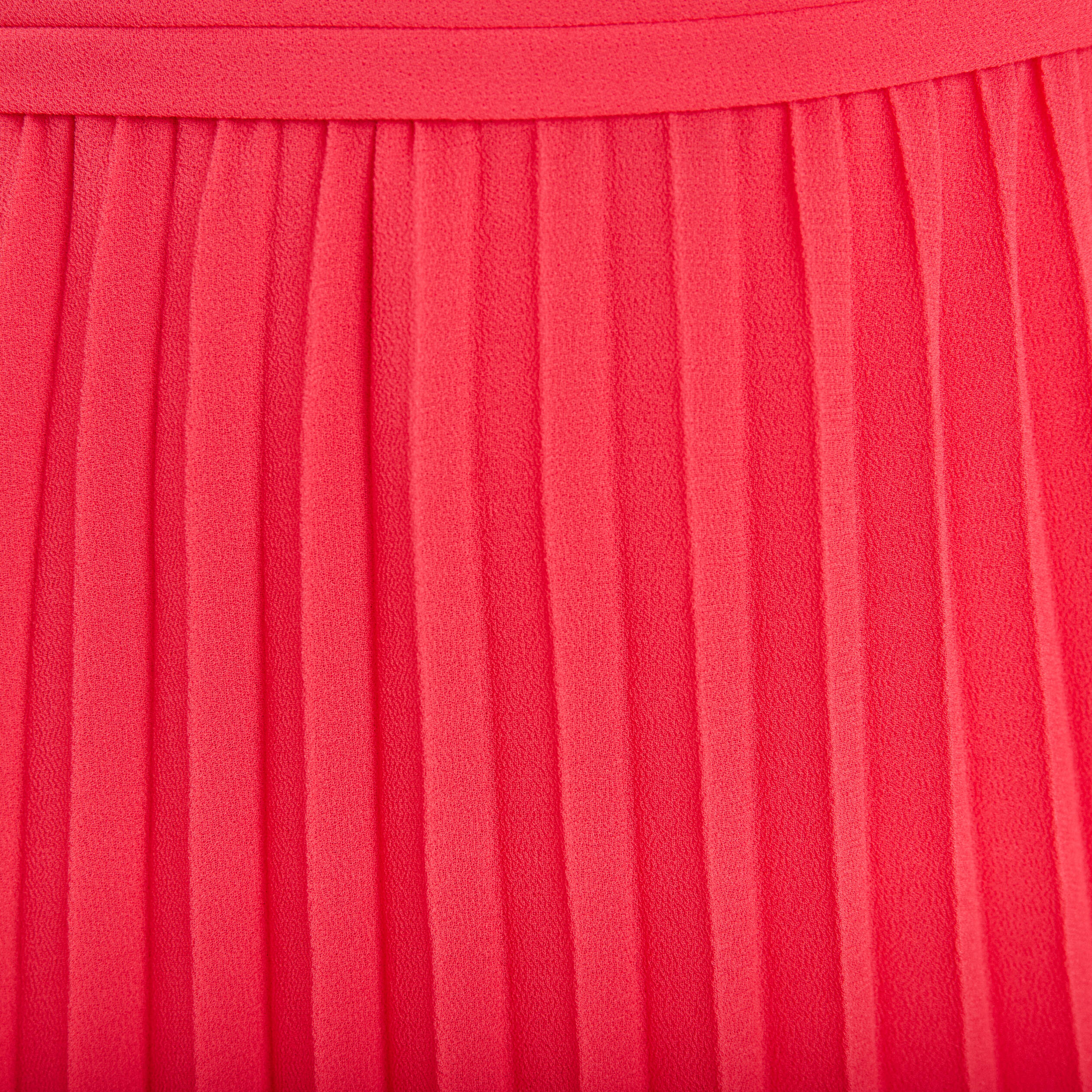 Robe longue évasée plissée rose cerise femme