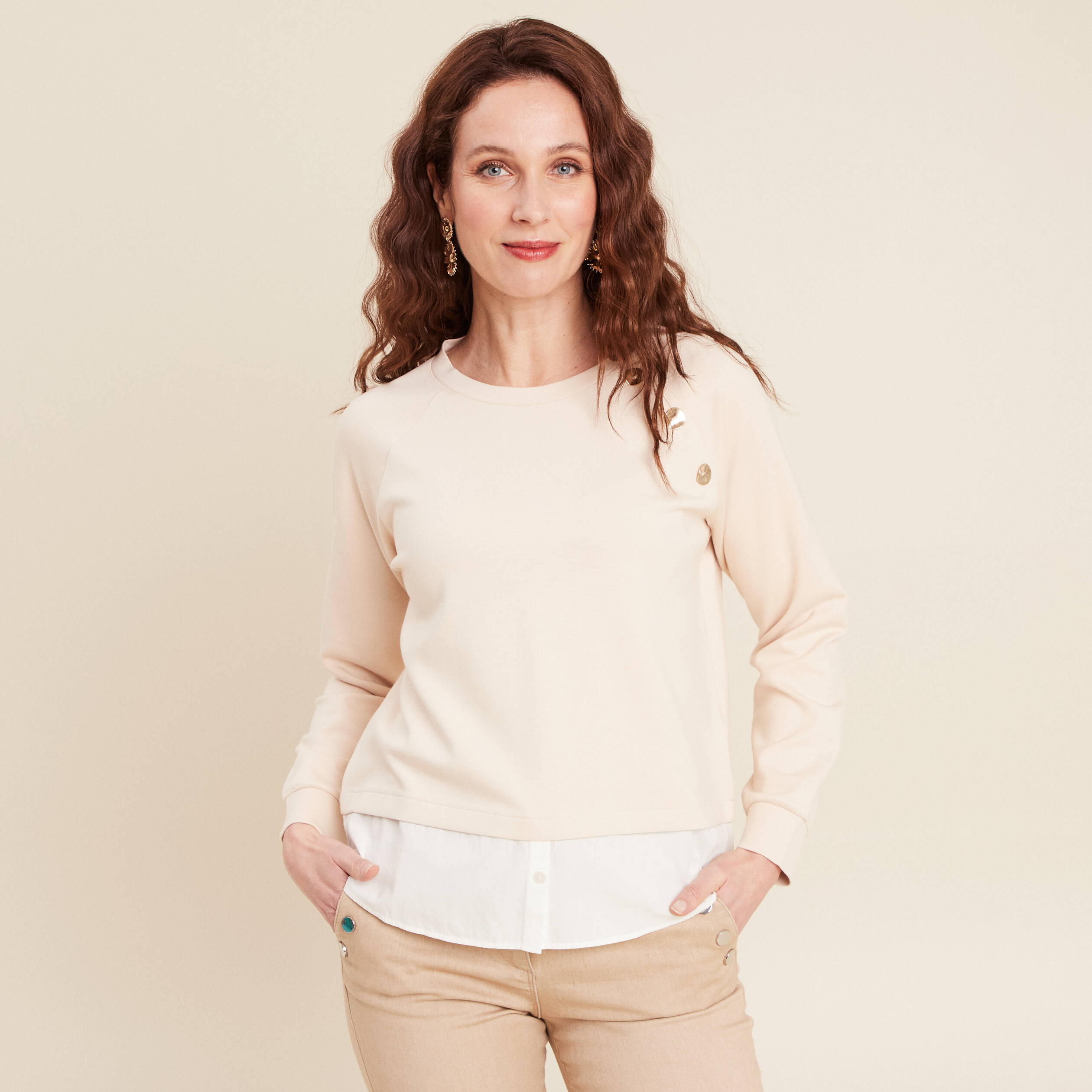 Sweat manches longues sable femme