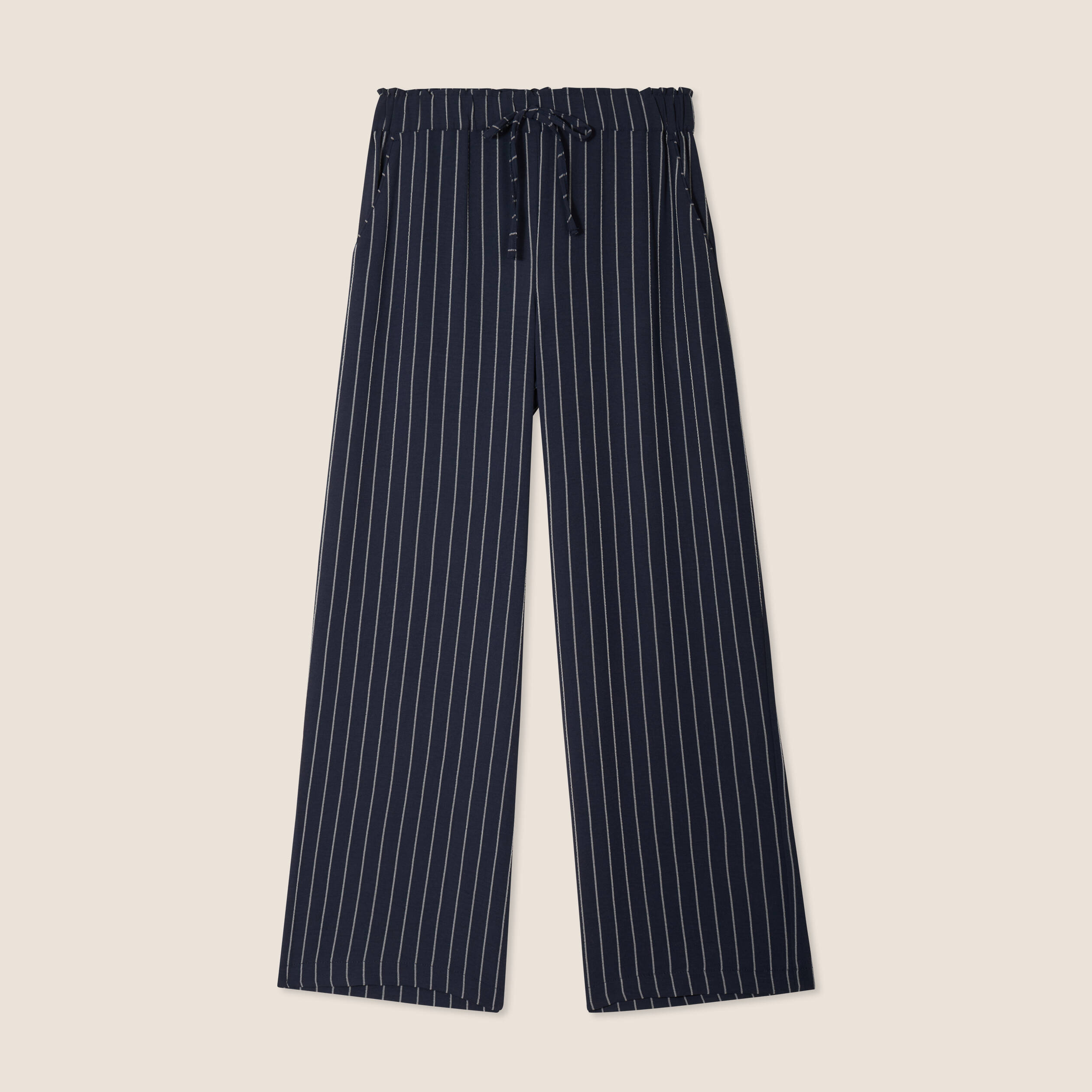 pantalon large taille haute bleu fonce femme Pantalon large taille haute bleu foncé femme