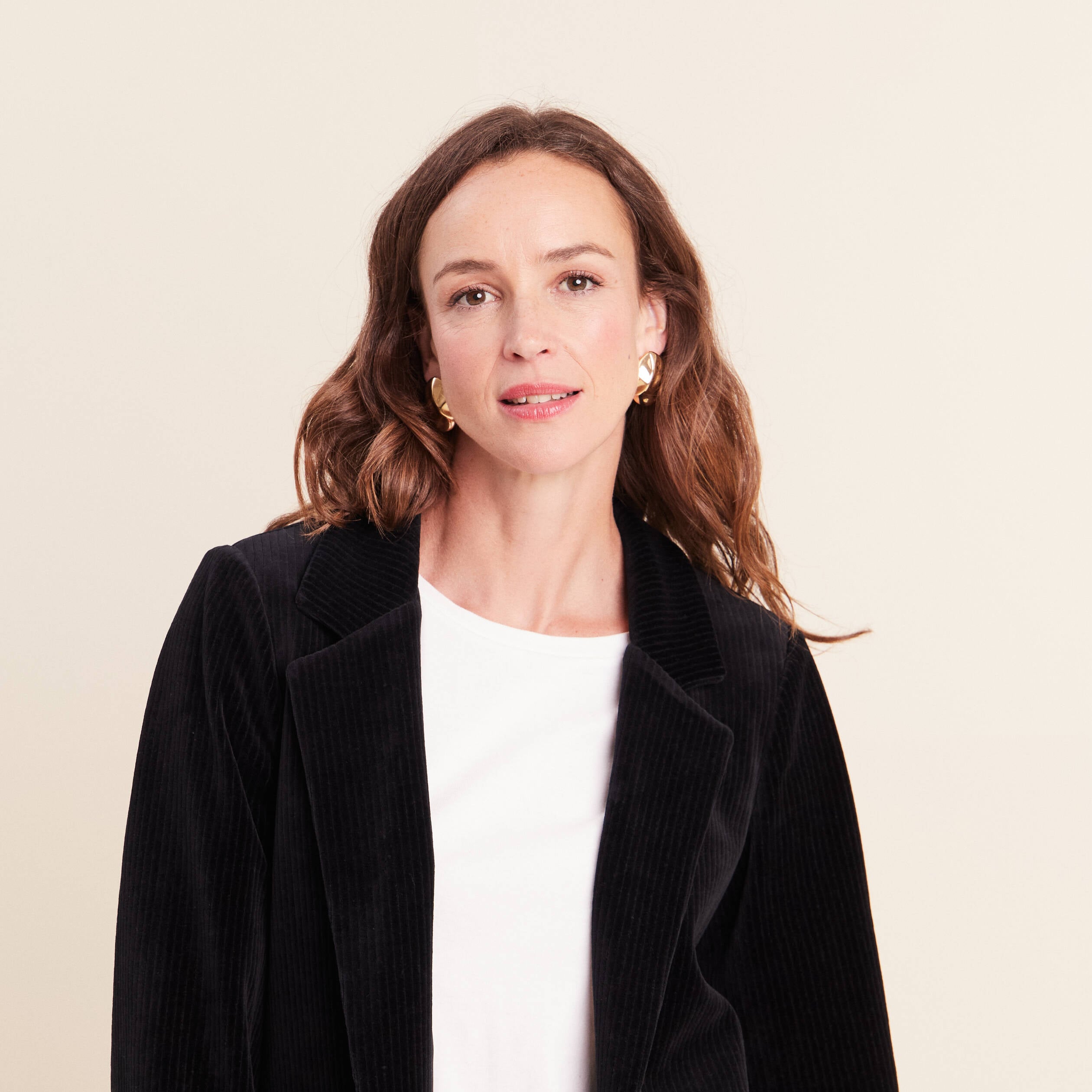Blazer col tailleur doubl&eacute; noir femme