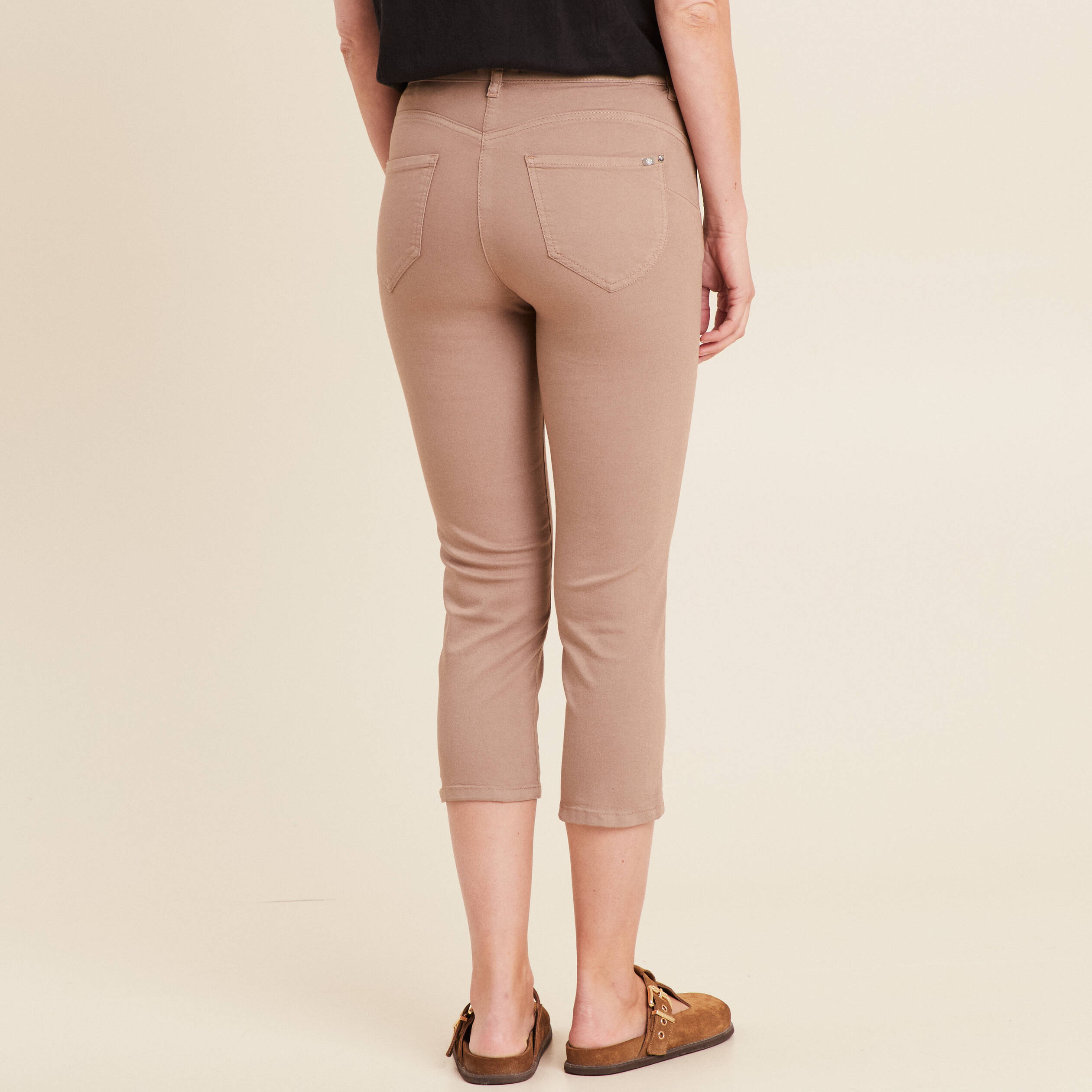 pantacourt droit taille standard taupe femme Pantacourt droit taille standard taupe femme