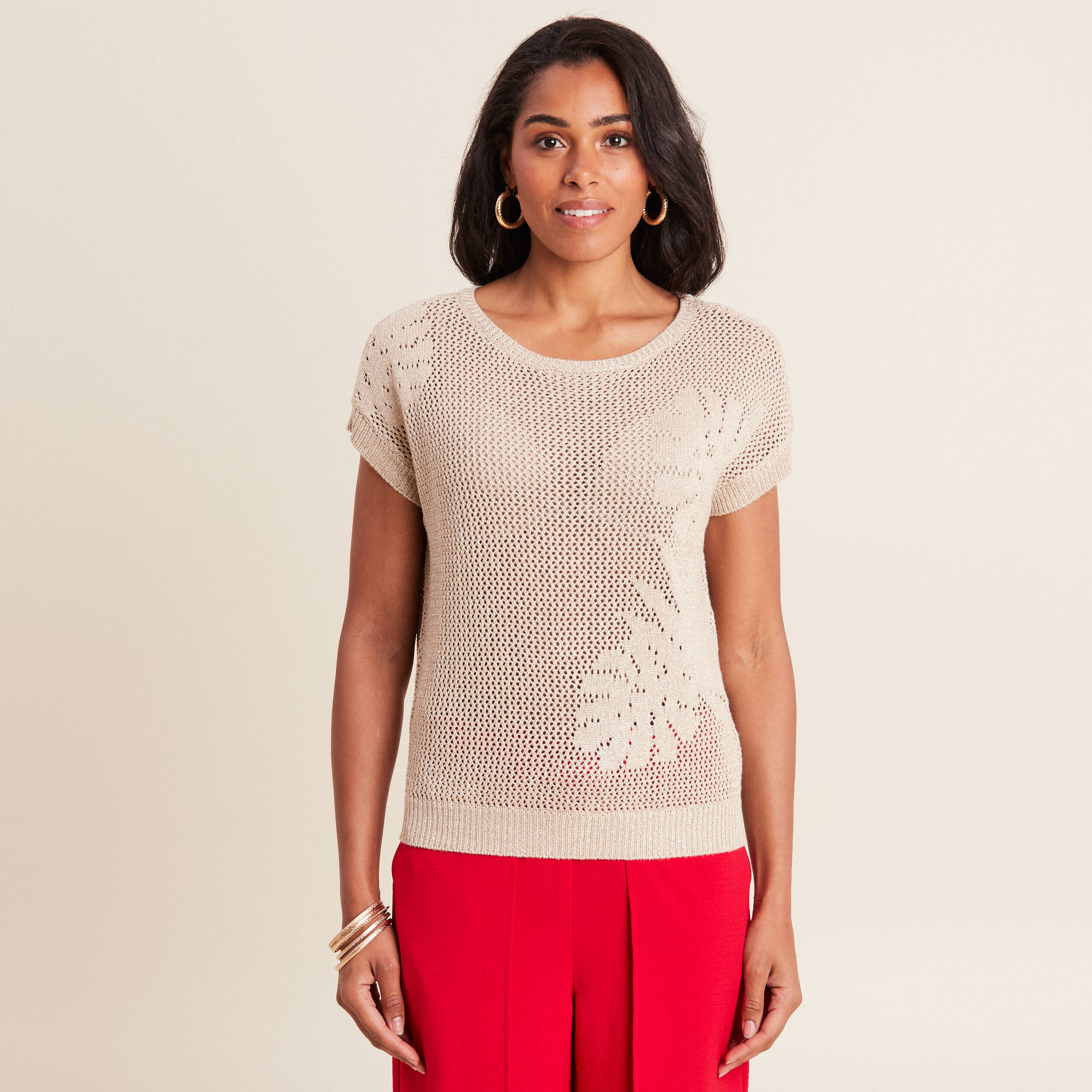 Polo manches courtes – Blanc / bleu marine et rouge