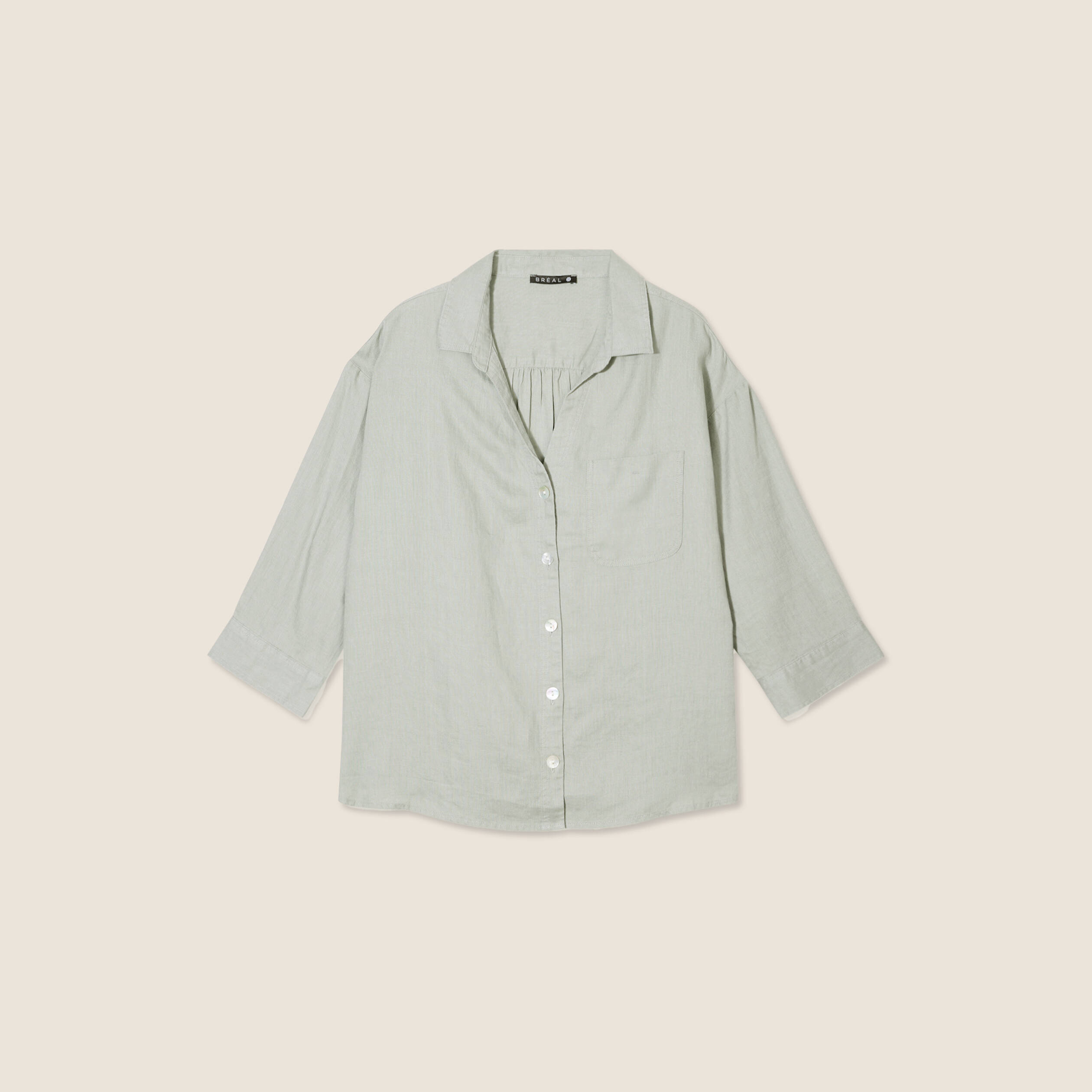 Chemise manches 3/4 vert clair femme