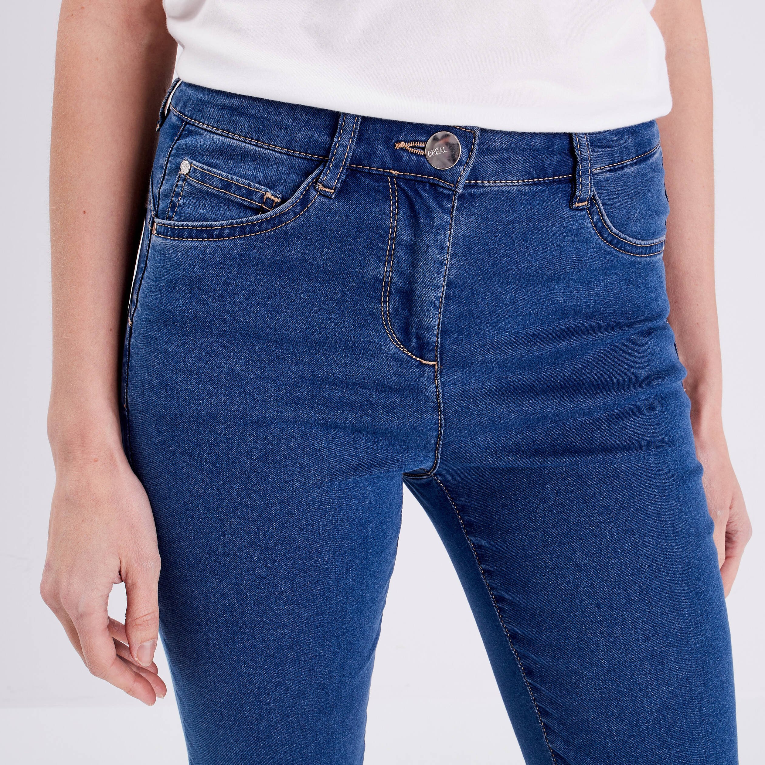 Pantacourt droit taille standard denim double stone femme