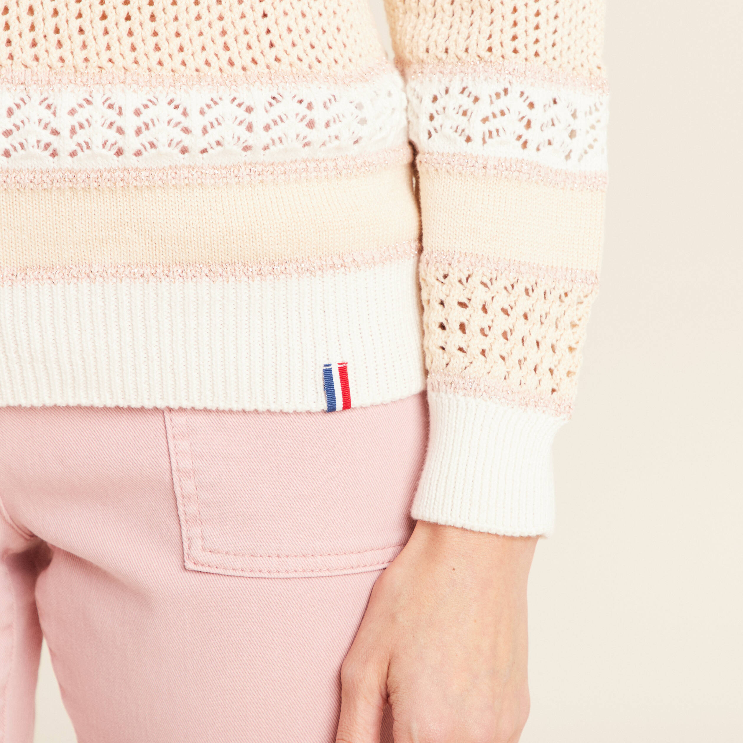 Pull manches longues beige femme